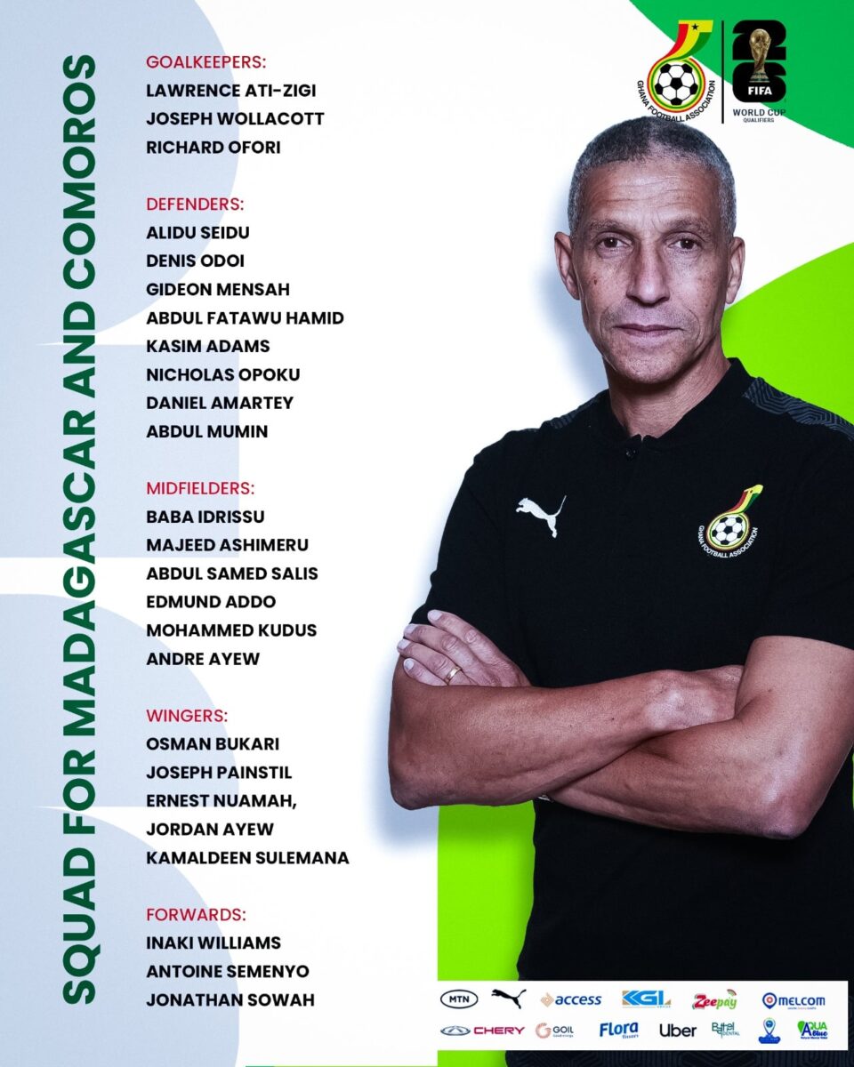Liste du Ghana contre Madagascar et les Comores