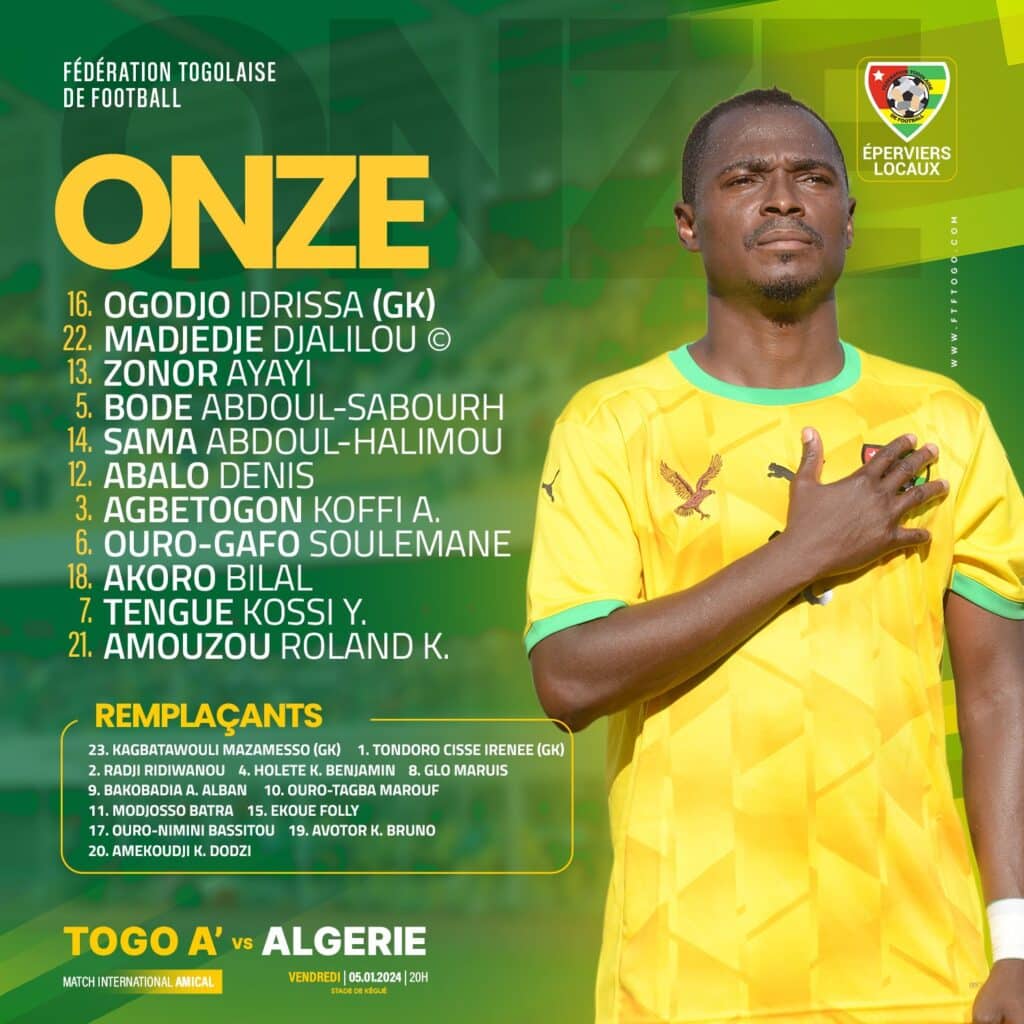 Les compos de Togo-Algérie