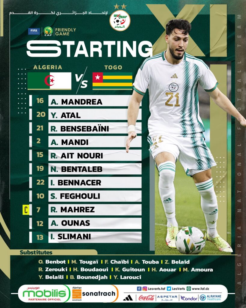 Les compos de Togo-Algérie