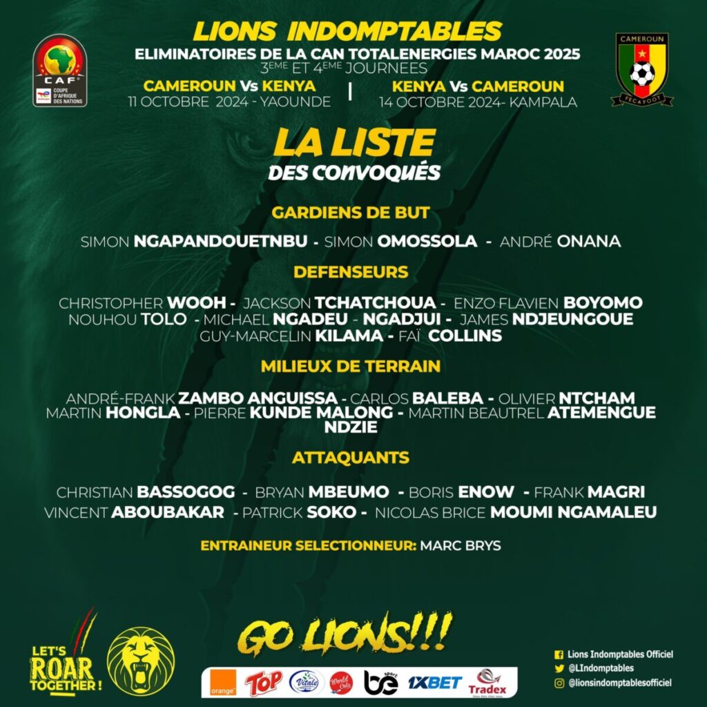 Liste Cameroun Kenya
