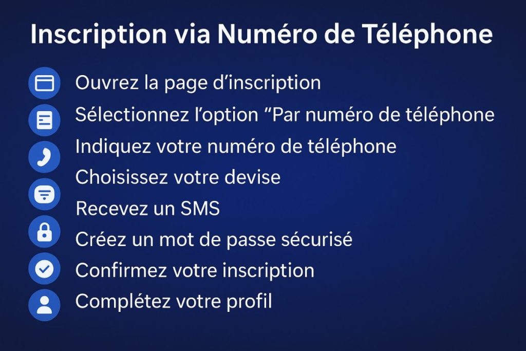 Réalisez votre inscription via le numéro de téléphone sur 1xbet