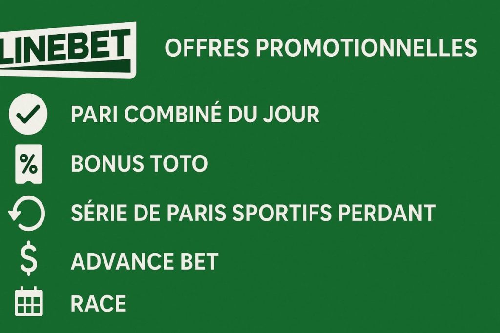Avec le code promo Linebet, il vous sera possible de profiter de nombreuses offres promotionnelles.