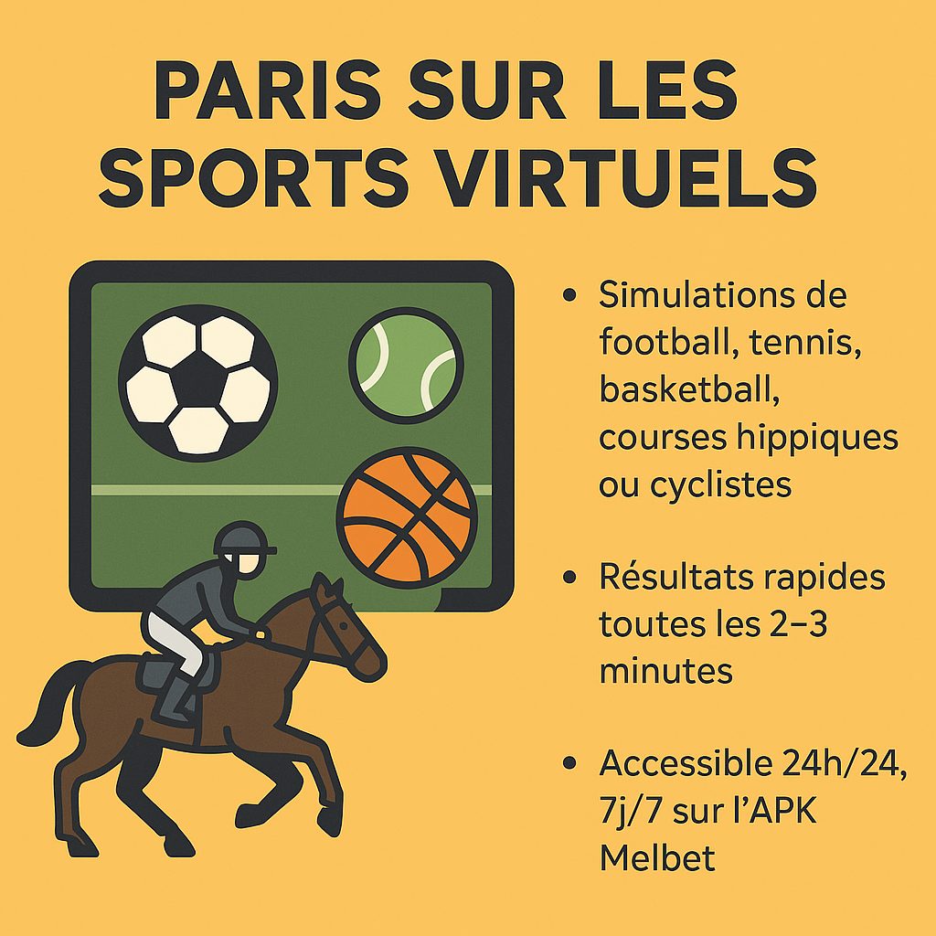 Pariez sur l'app Melbet pour jouer à tous les sports virtuels