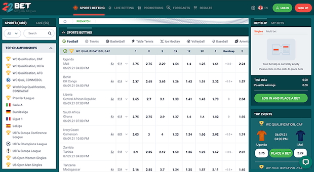 22bet est un bookmaker ivoirien avec une offre de jeu de qualité