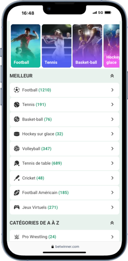 Les sports sur lesquels vous pouvez parier sur l'APK Betwinner