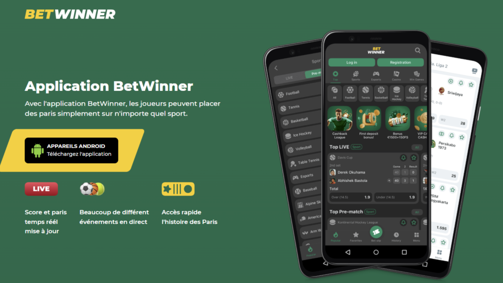 Avec l'application Betwinner, vous pouvez aussi entre le code promo.