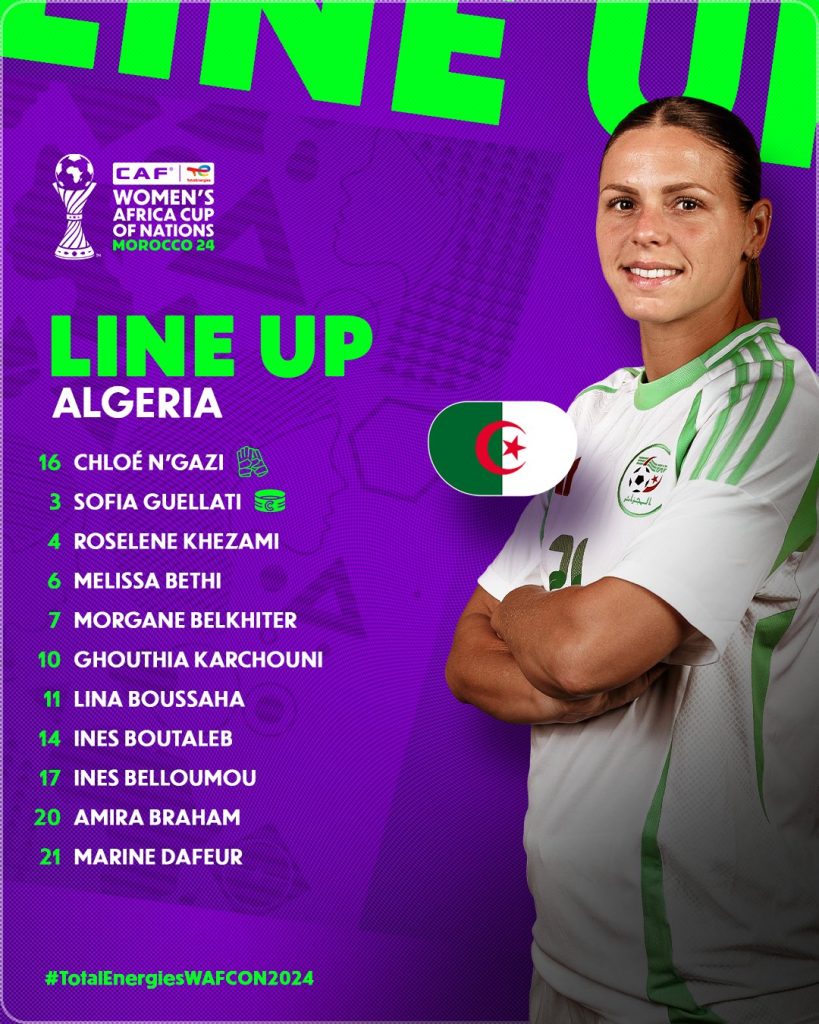 Compo Algérie féminin contre Tunisie