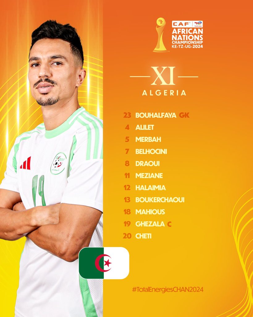 Compo Algérie A’ contre Ouganda A’ CHAN 2025
