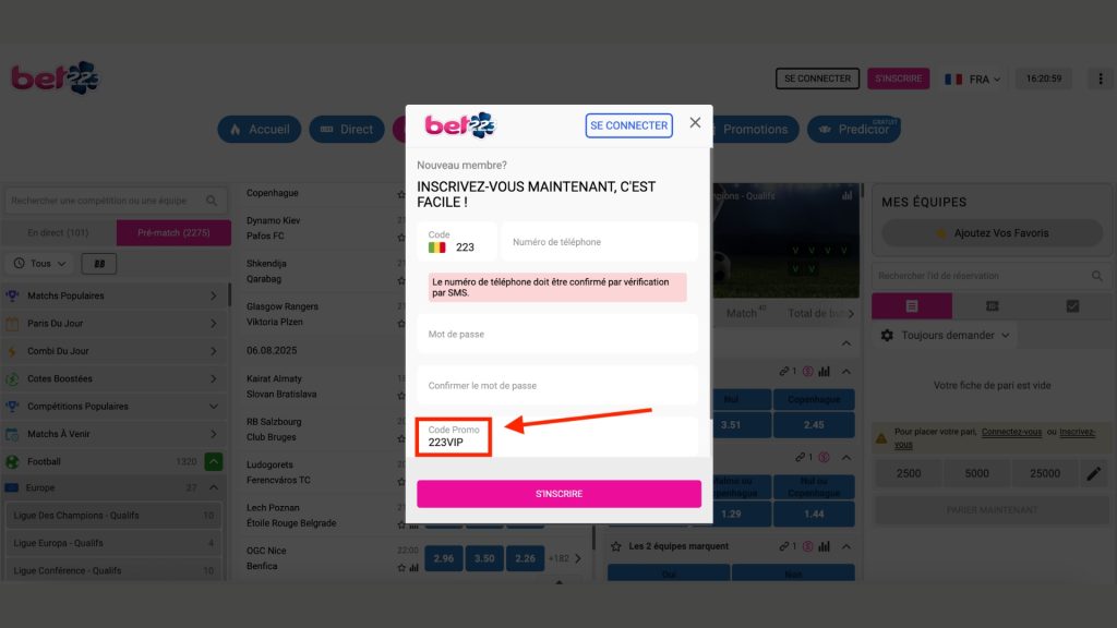 Ce que nous avons pensé de la procédure d'inscription Bet223