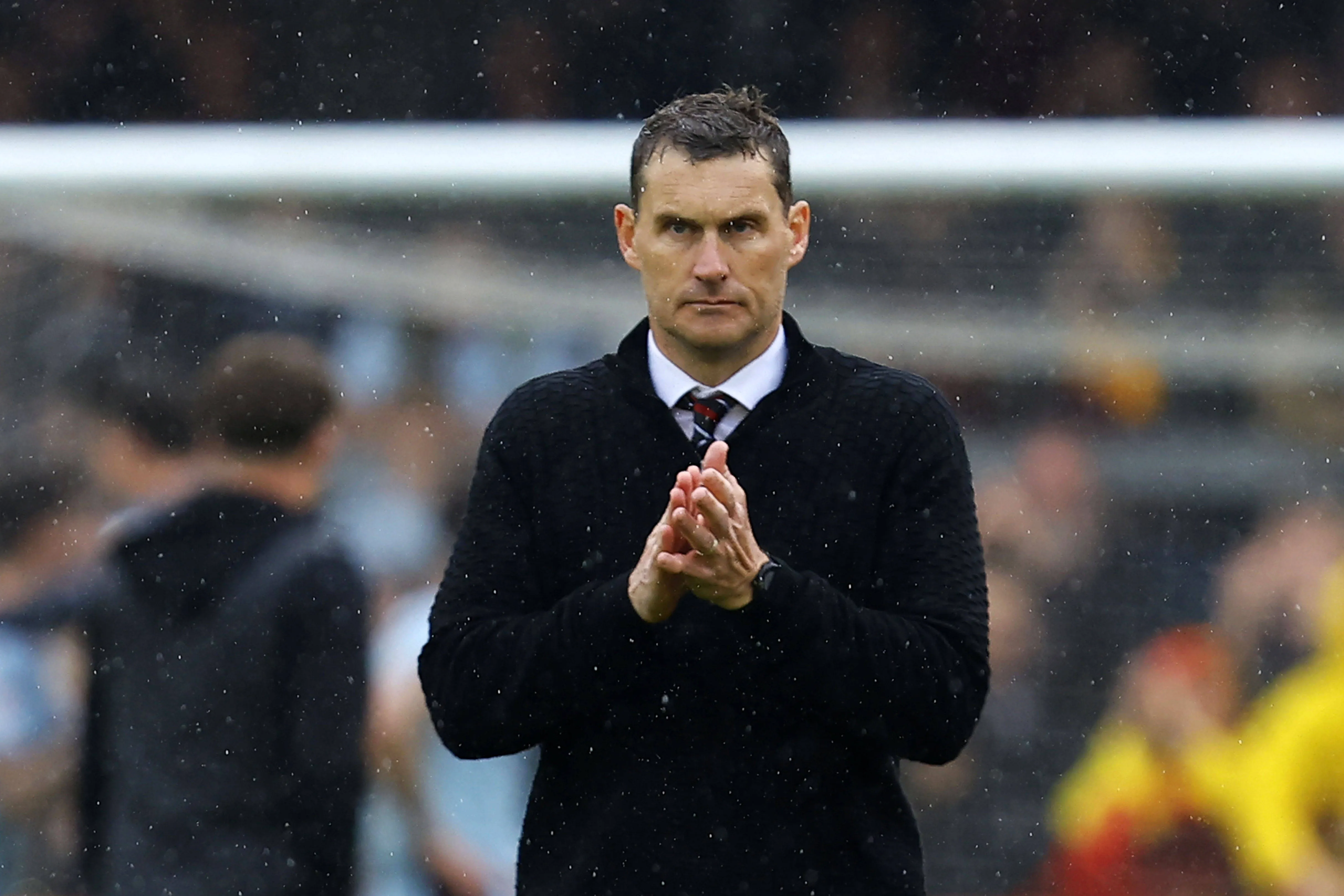 Matt Taylor, Manager of Exeter City is dejected