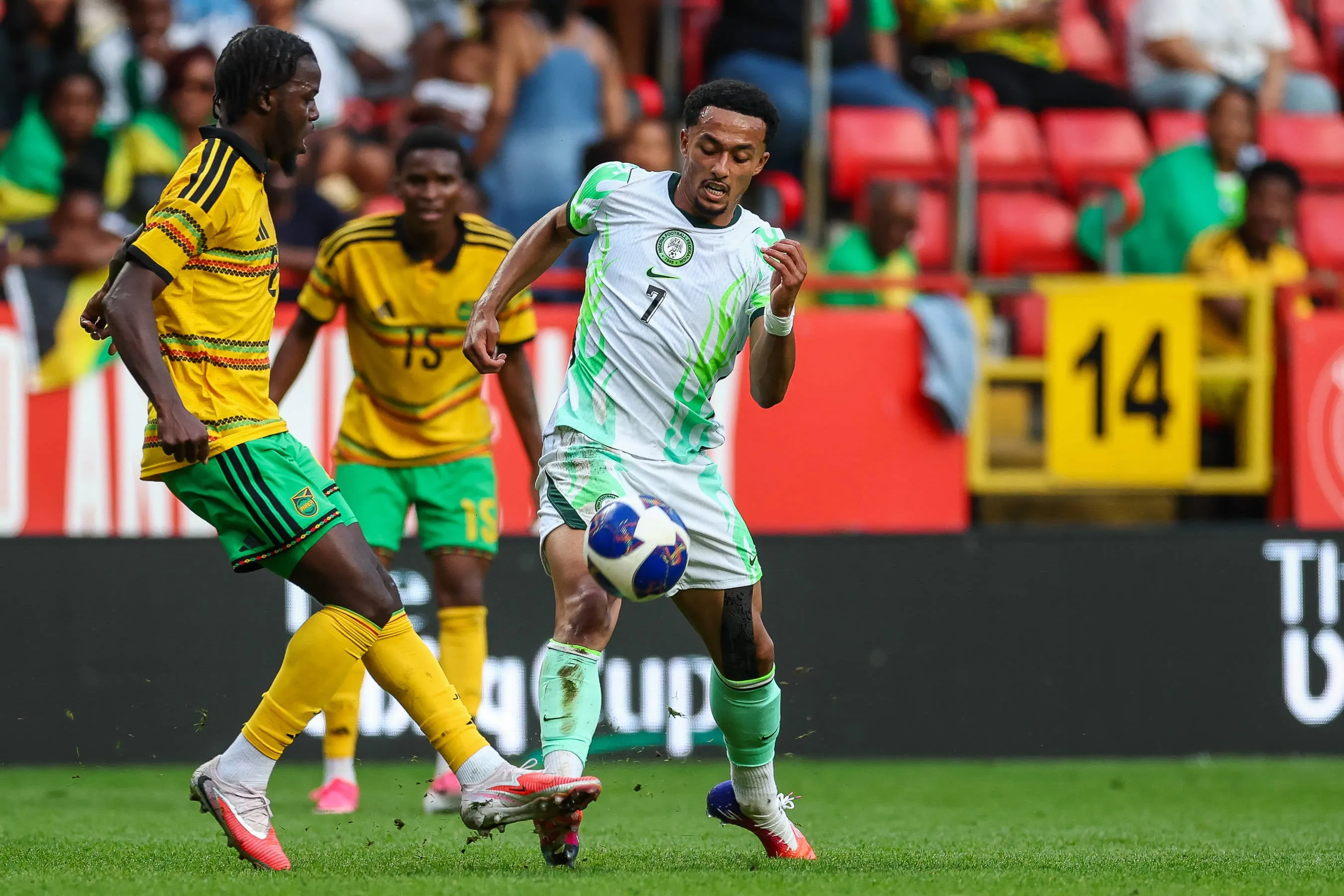 Femi Azeez against Jamaica 