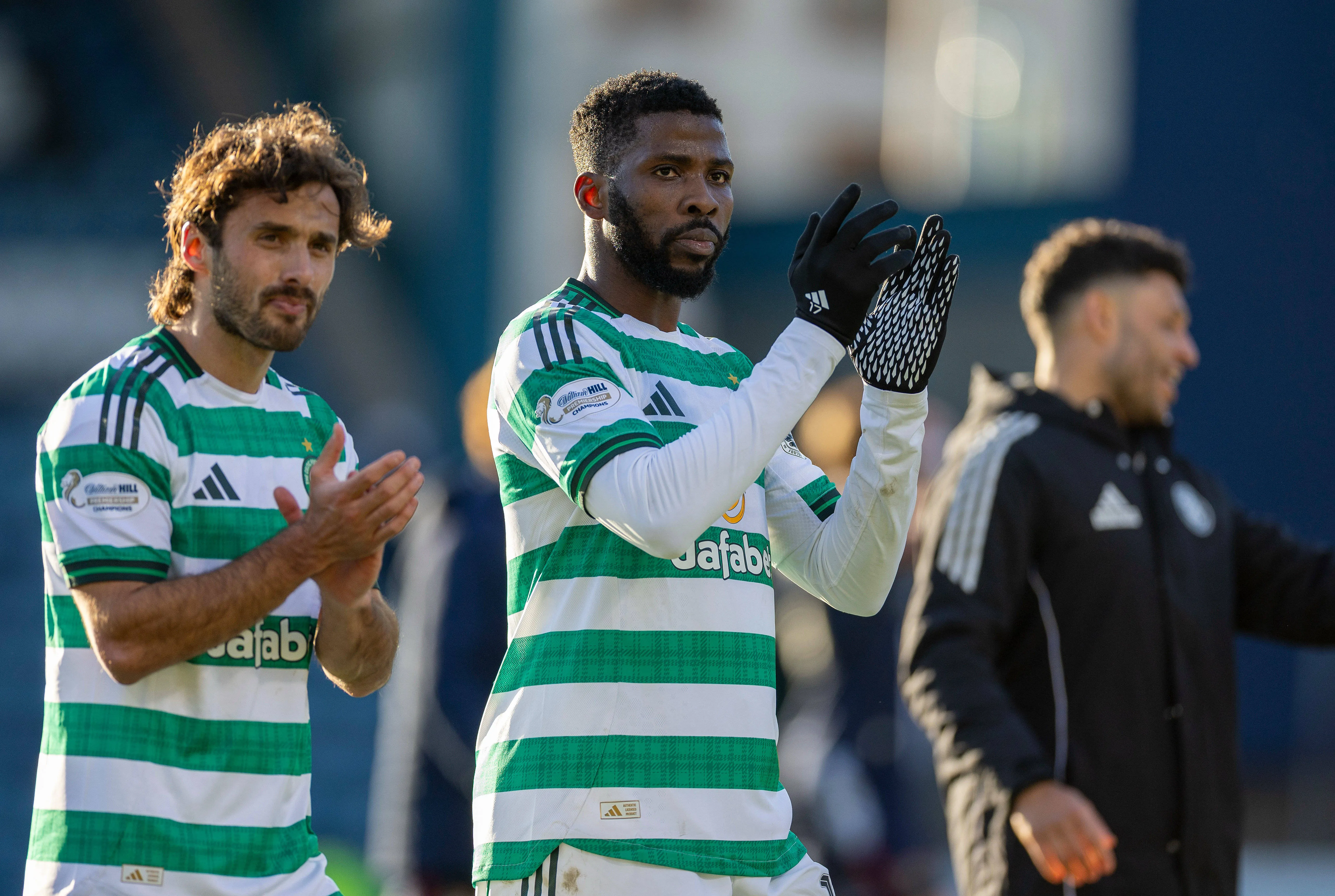 Kelechi Iheanacho of Celtic applauds the fans