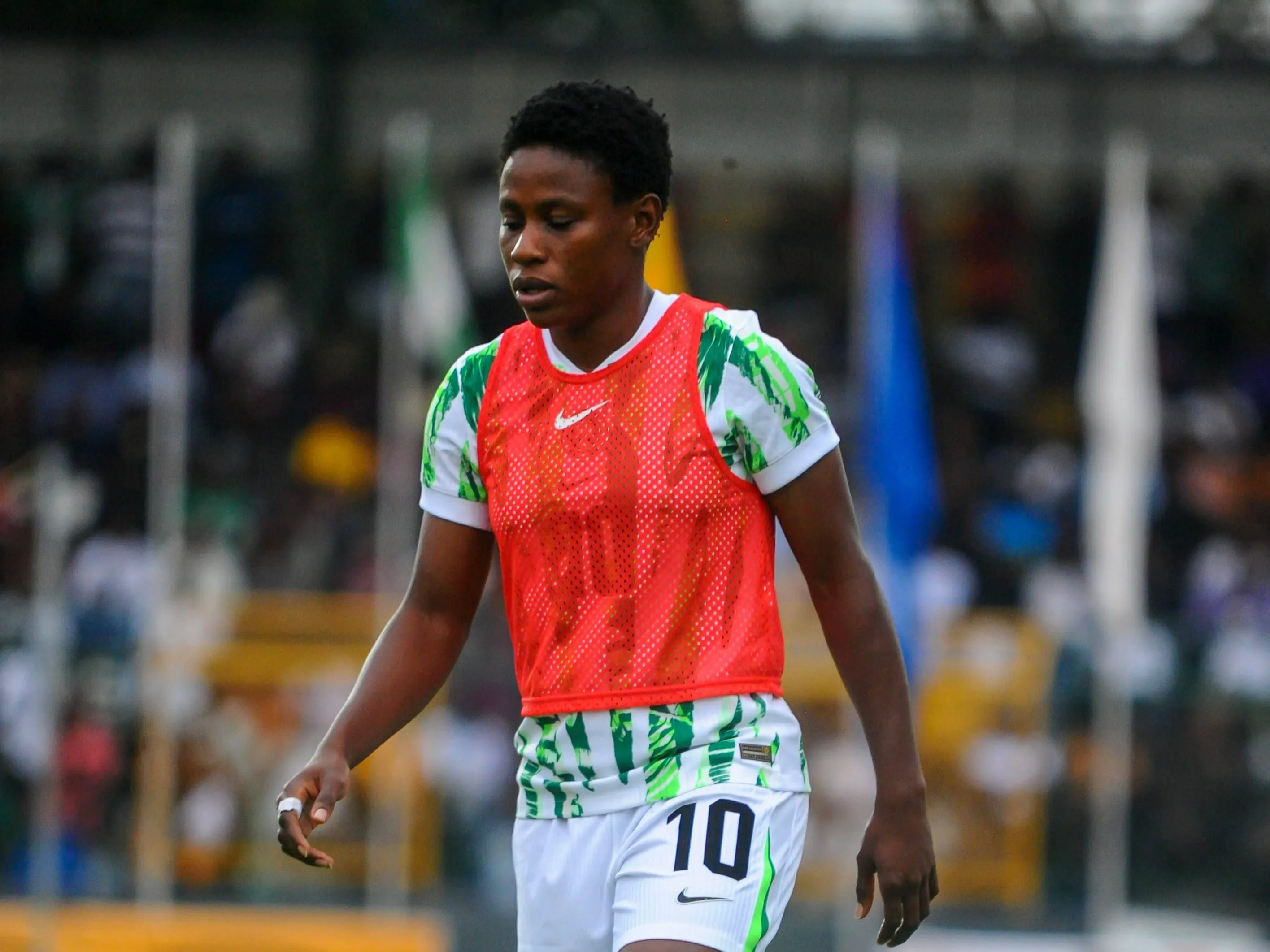 Christy Ucheibe of Nigeria during the 2026 Wafcon Qualifiers match between Super Falcons of Nigeria and Benin Republic.