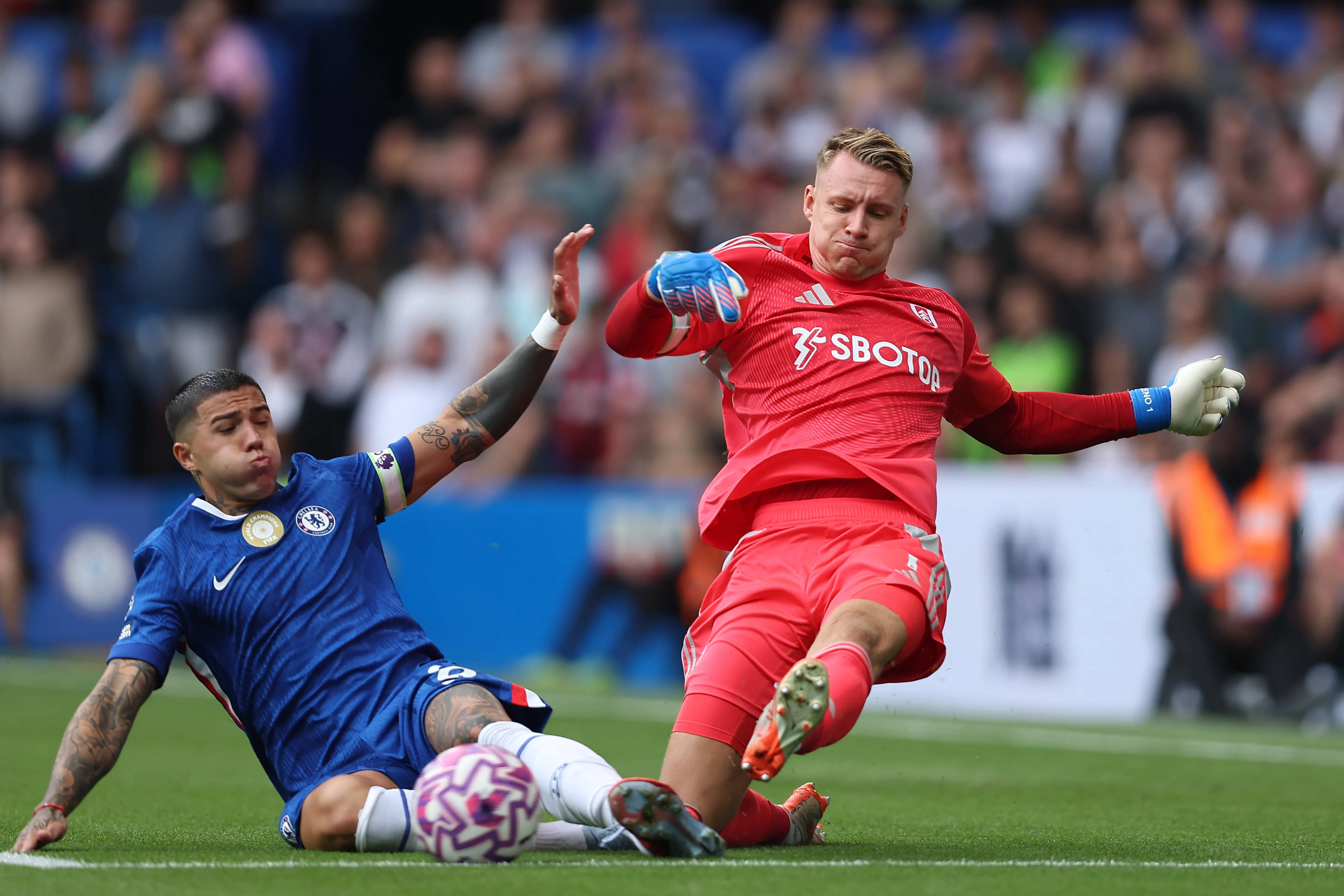 Enzo against Leno, Fulham vs Chelsea