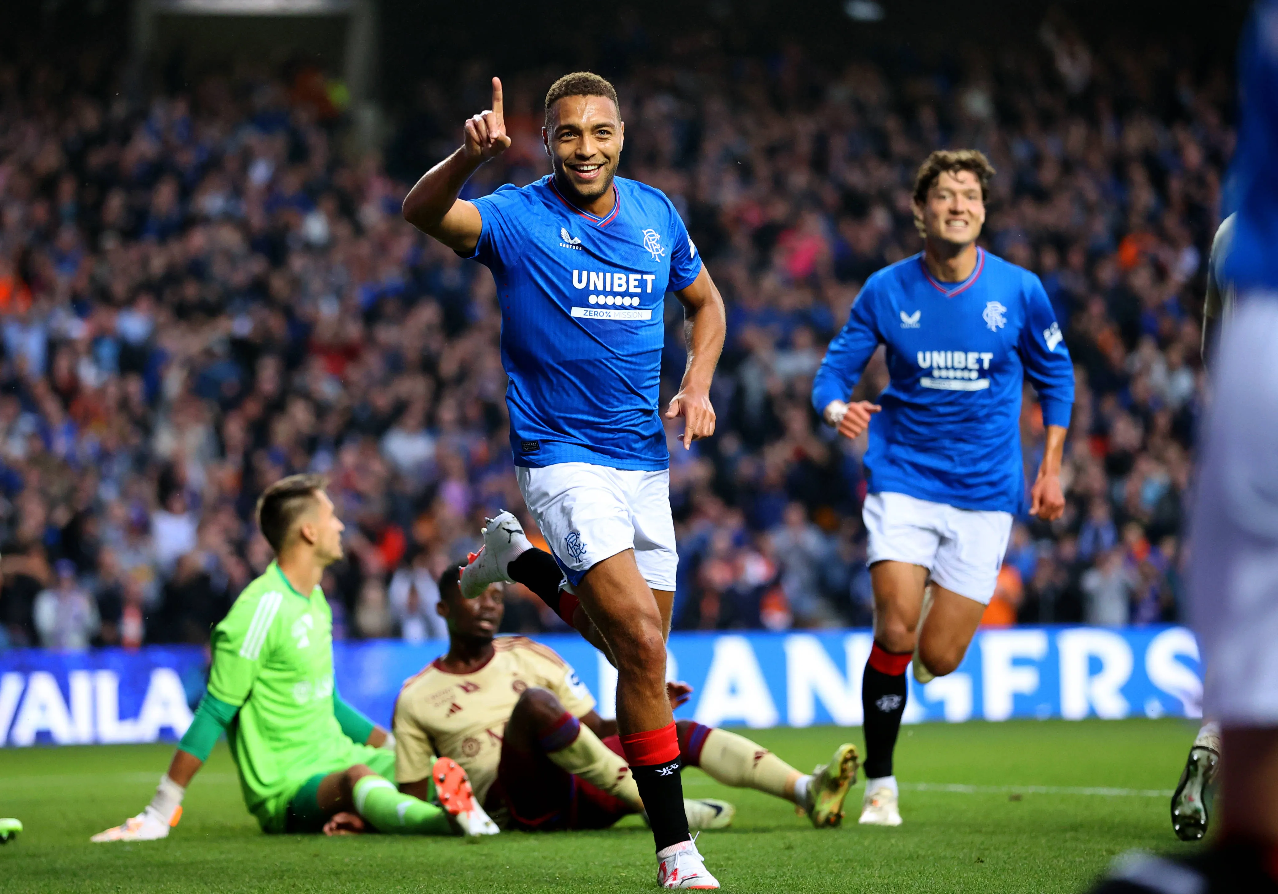 Rangers Cyriel Dessers celebrates scoring