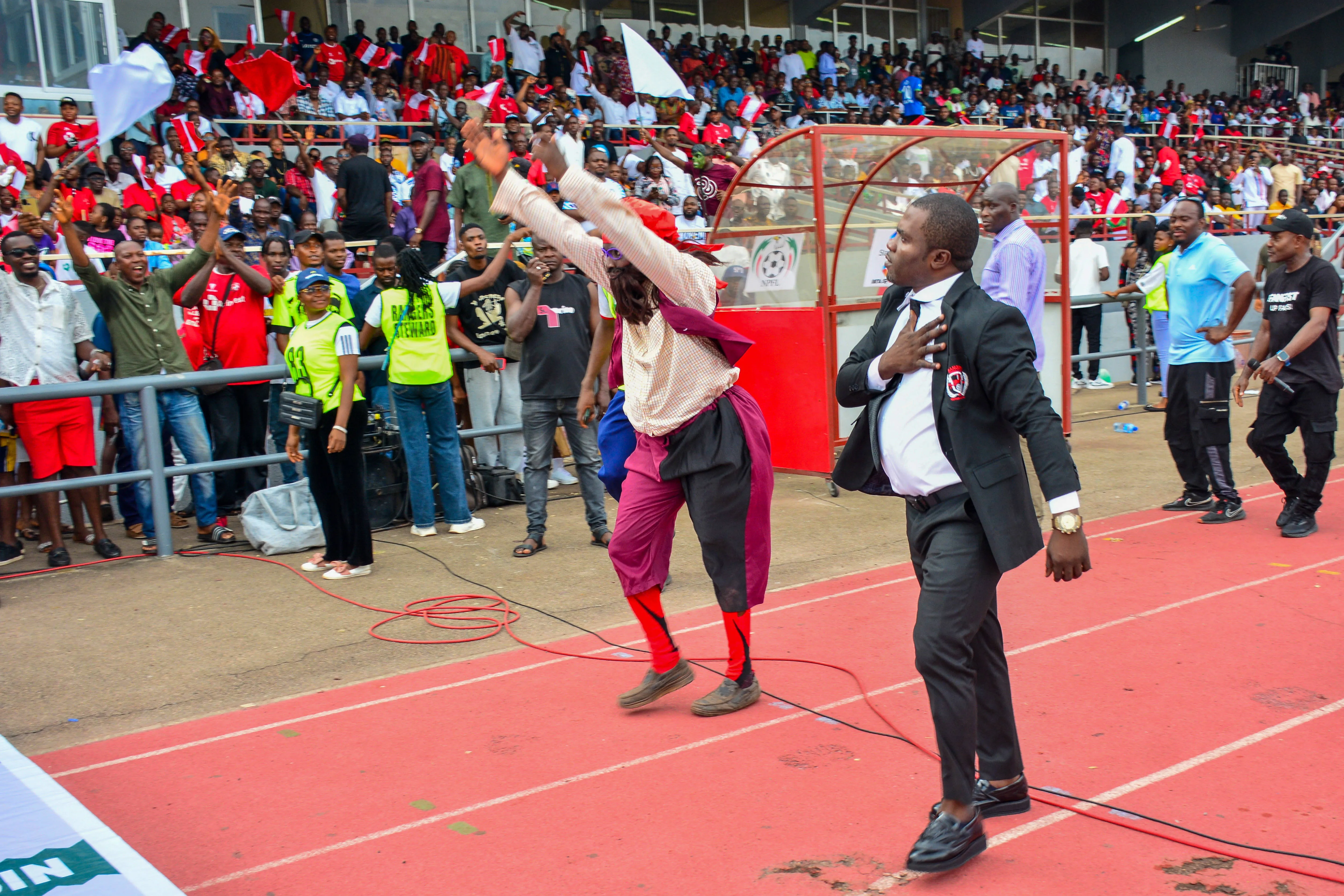 Coach Fidelis Ilechukwu of Rangers during The Nigeria Premier Football League match between Rangers International and Enyimba football Club at Nnamdi Azikiwe Stadium on June 9, 2024 in Enugu, Nigeria