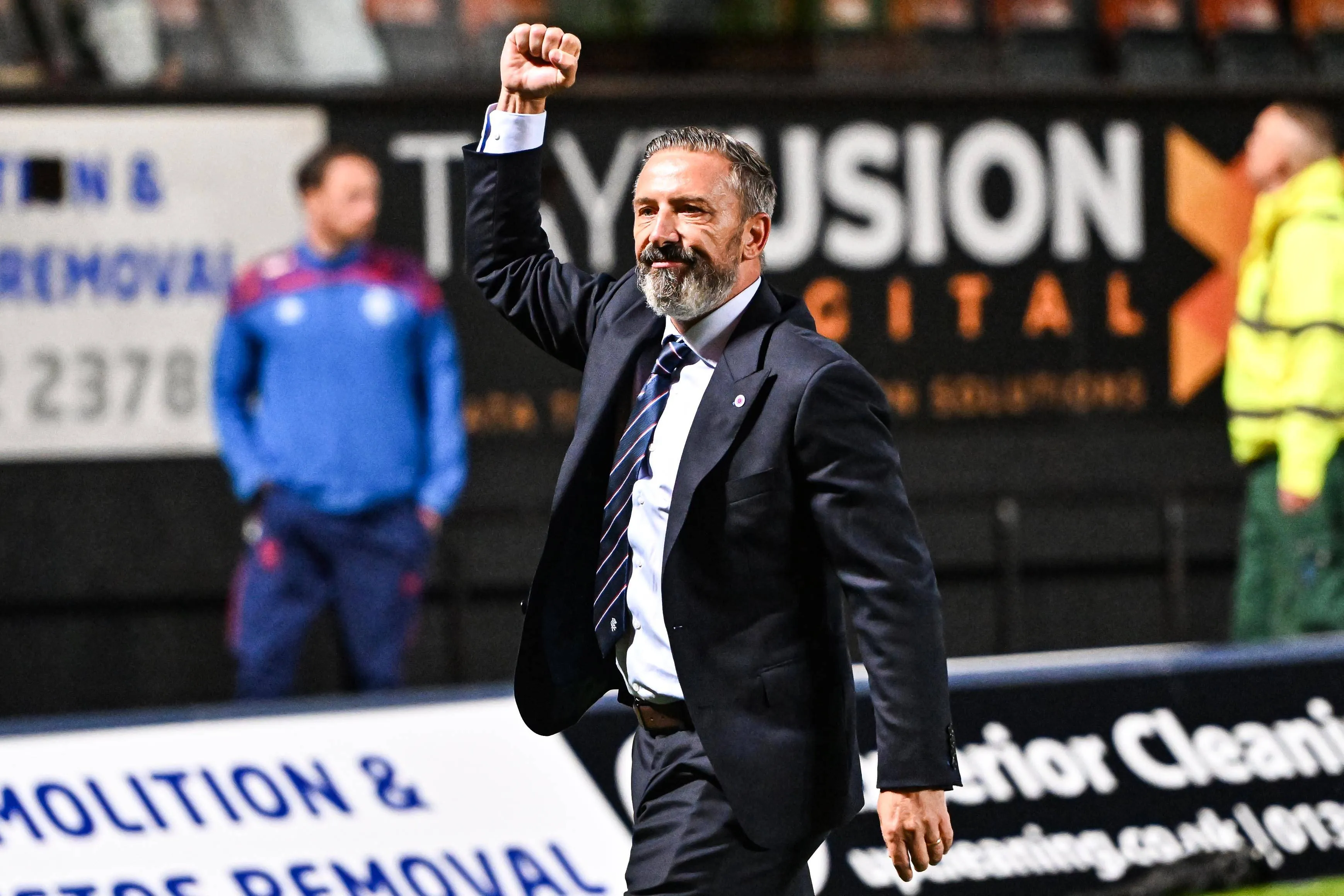 Premiership Manager Derek McInnes of Rangers at full time during the William Hill Premiership match at The CalForth Construction Arena, Dundee.