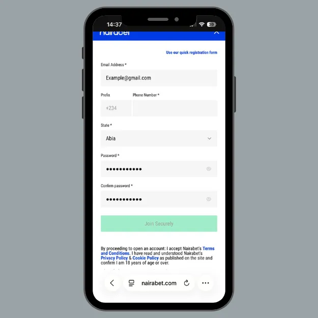 Nairabet full registration form
