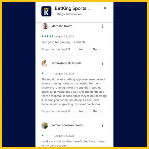 BetKing App reviews on Play Store