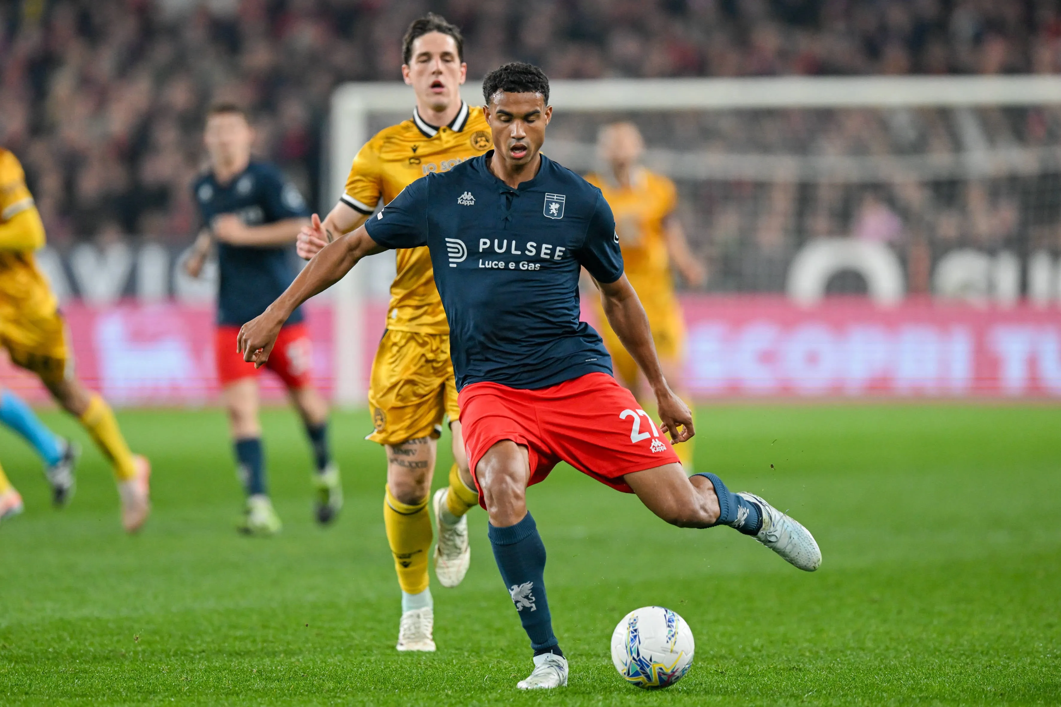 Genoa Alessandro Marcandalli in action during the Serie A soccer match between Genoa and Udinese at the Luigi Ferraris Stadium