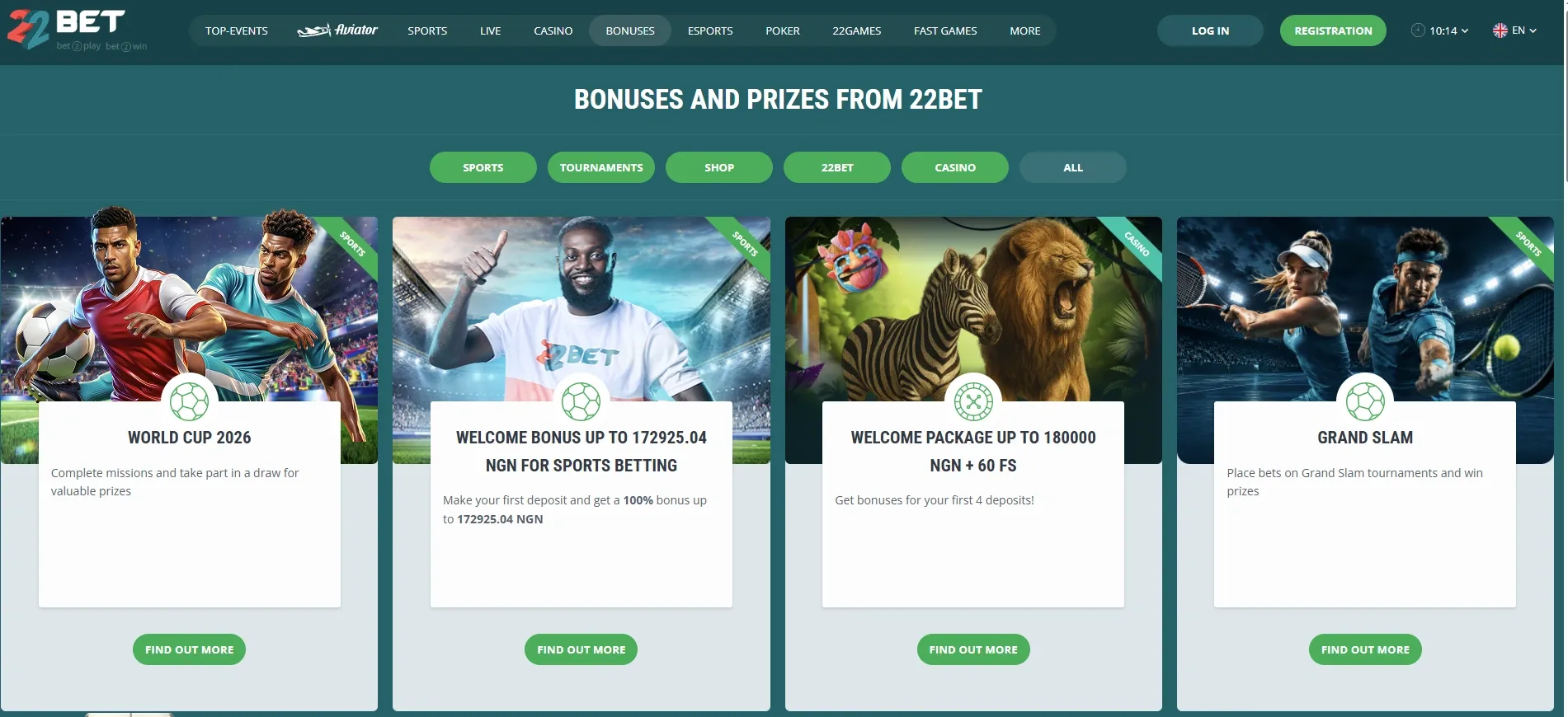 22Bet promotion page with bonuses for World Cup 2026, welcome offer with 22bet promo code, and more.