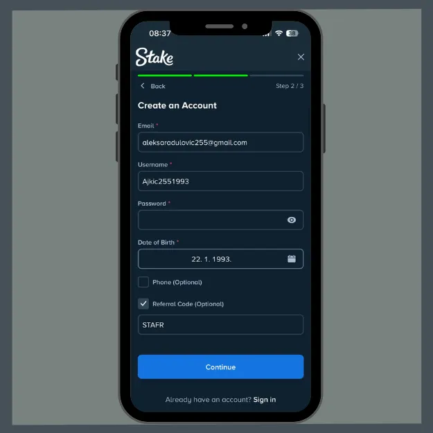 Stake app registration