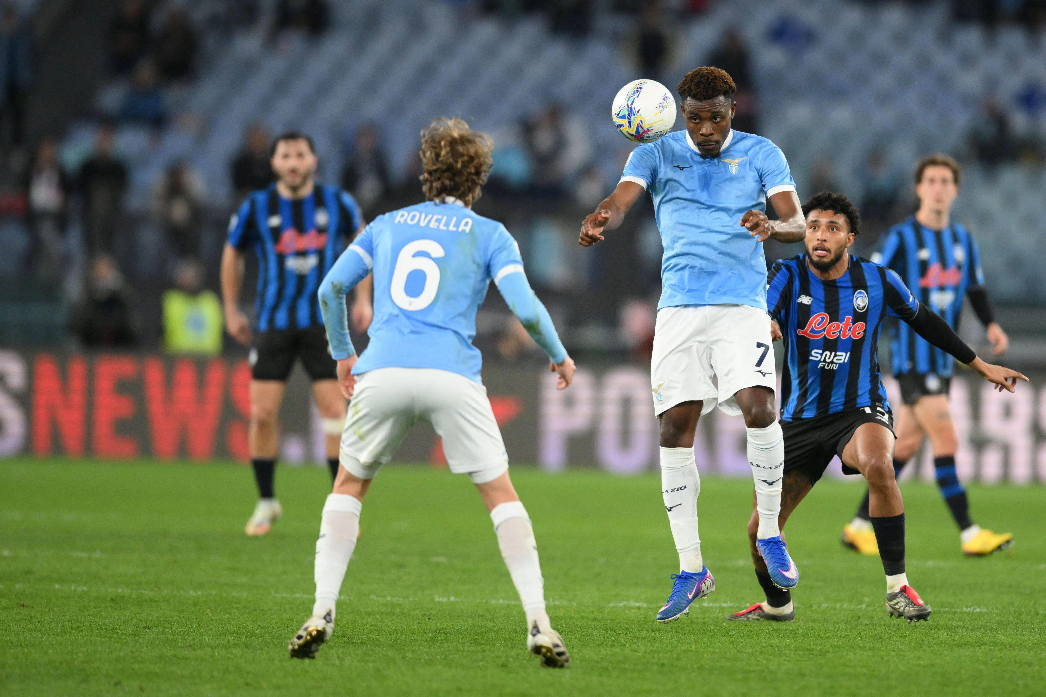 Fisayo Dele-Bashiru during the Serie A match between S.S.Lazio and Atalanta at the Olimpico Stadium