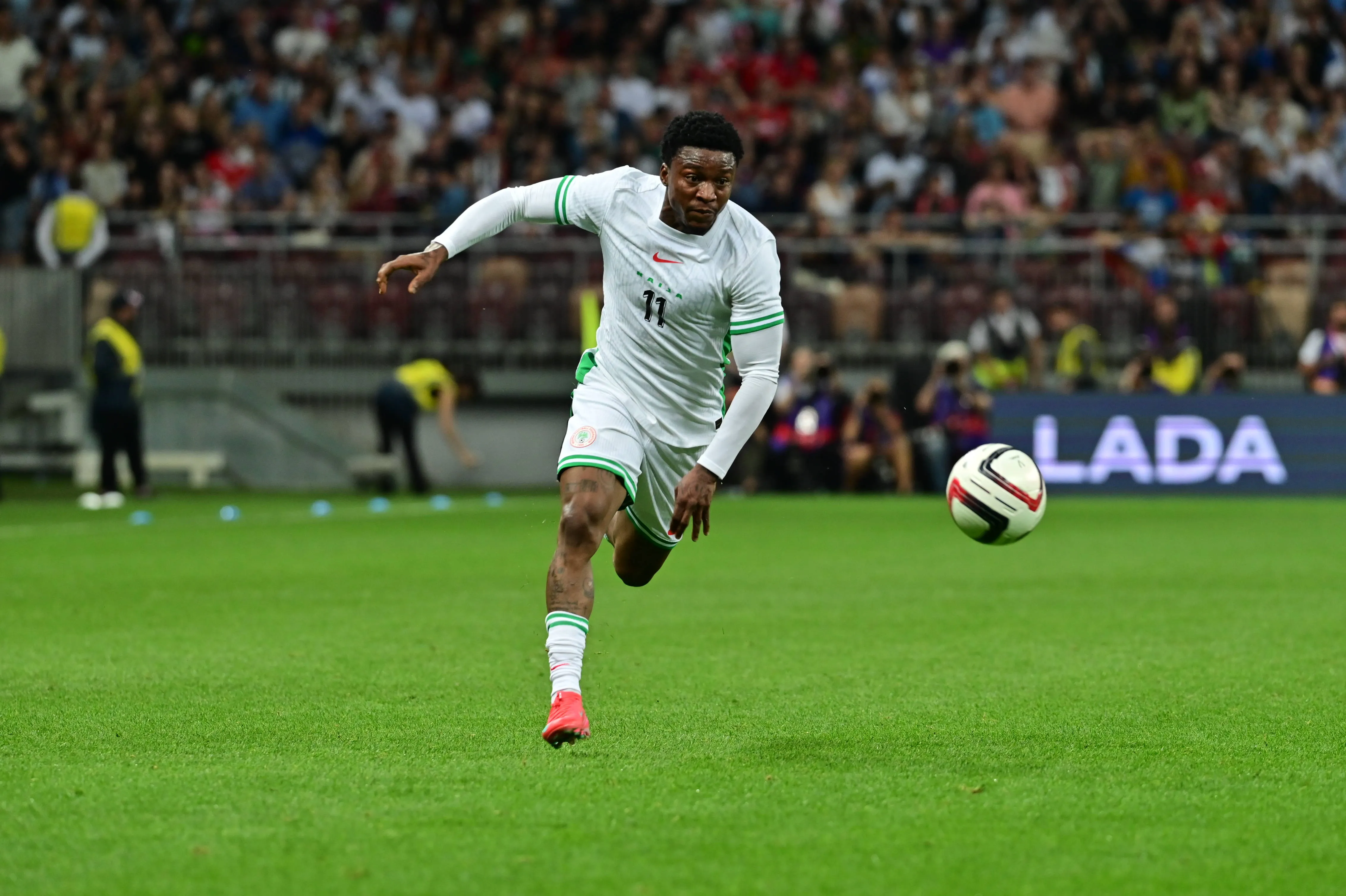 Olusegun Olakunle in action for the Super Eagles of Nigeria