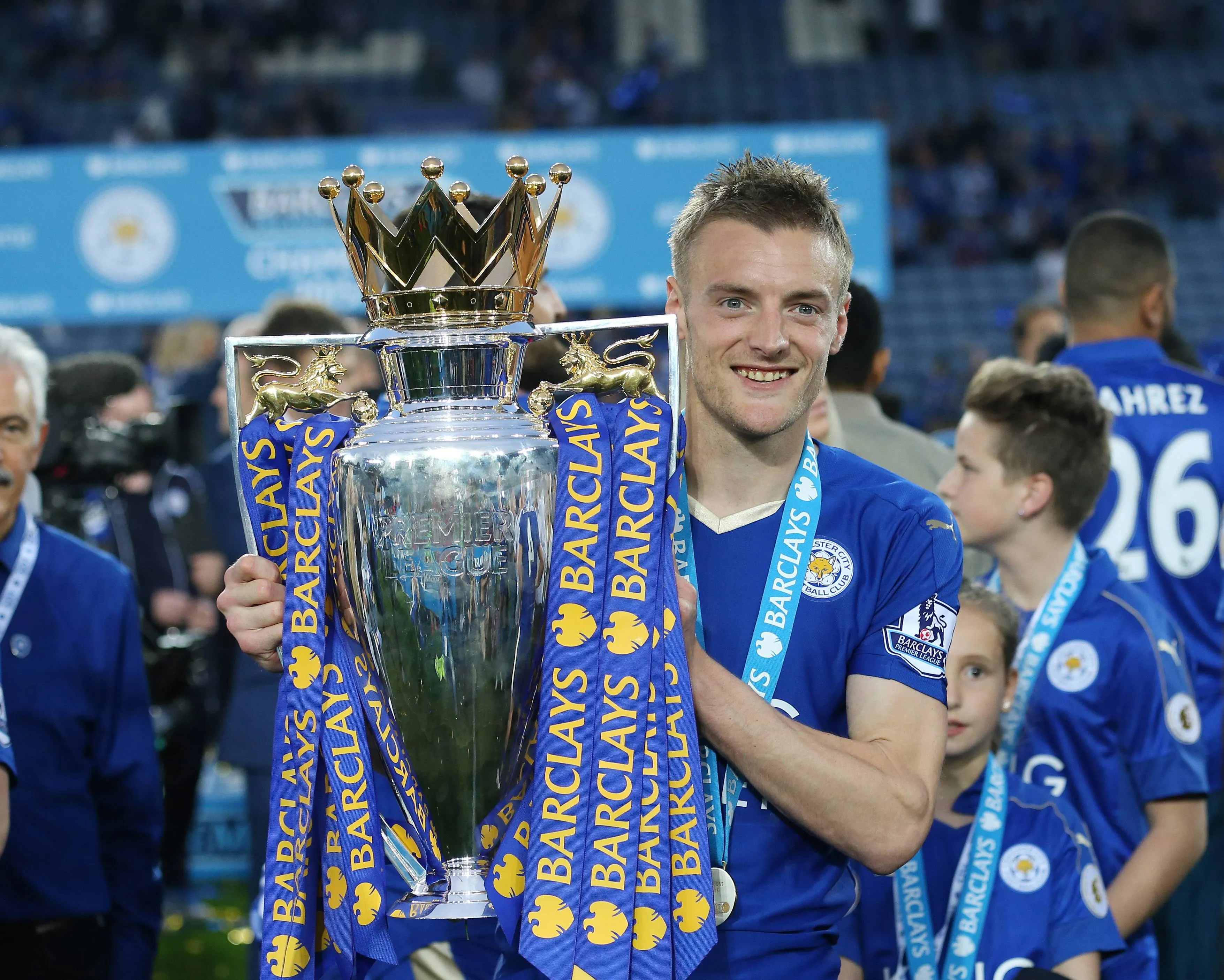Leicester City celebrate winning the English Premier League
