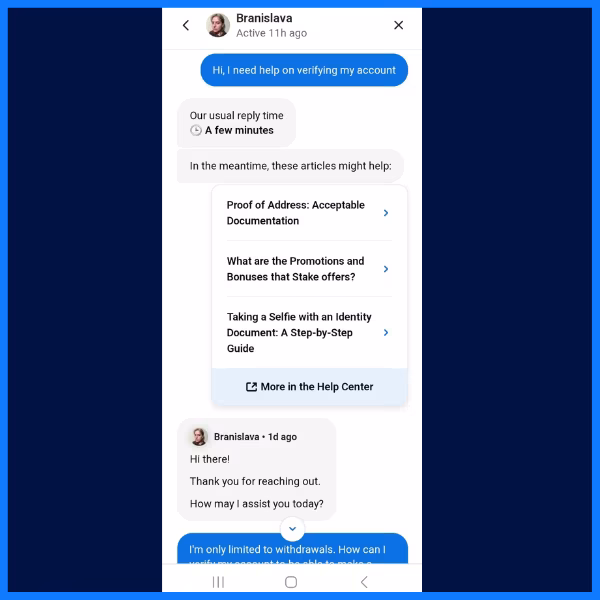 Stake.com customer support