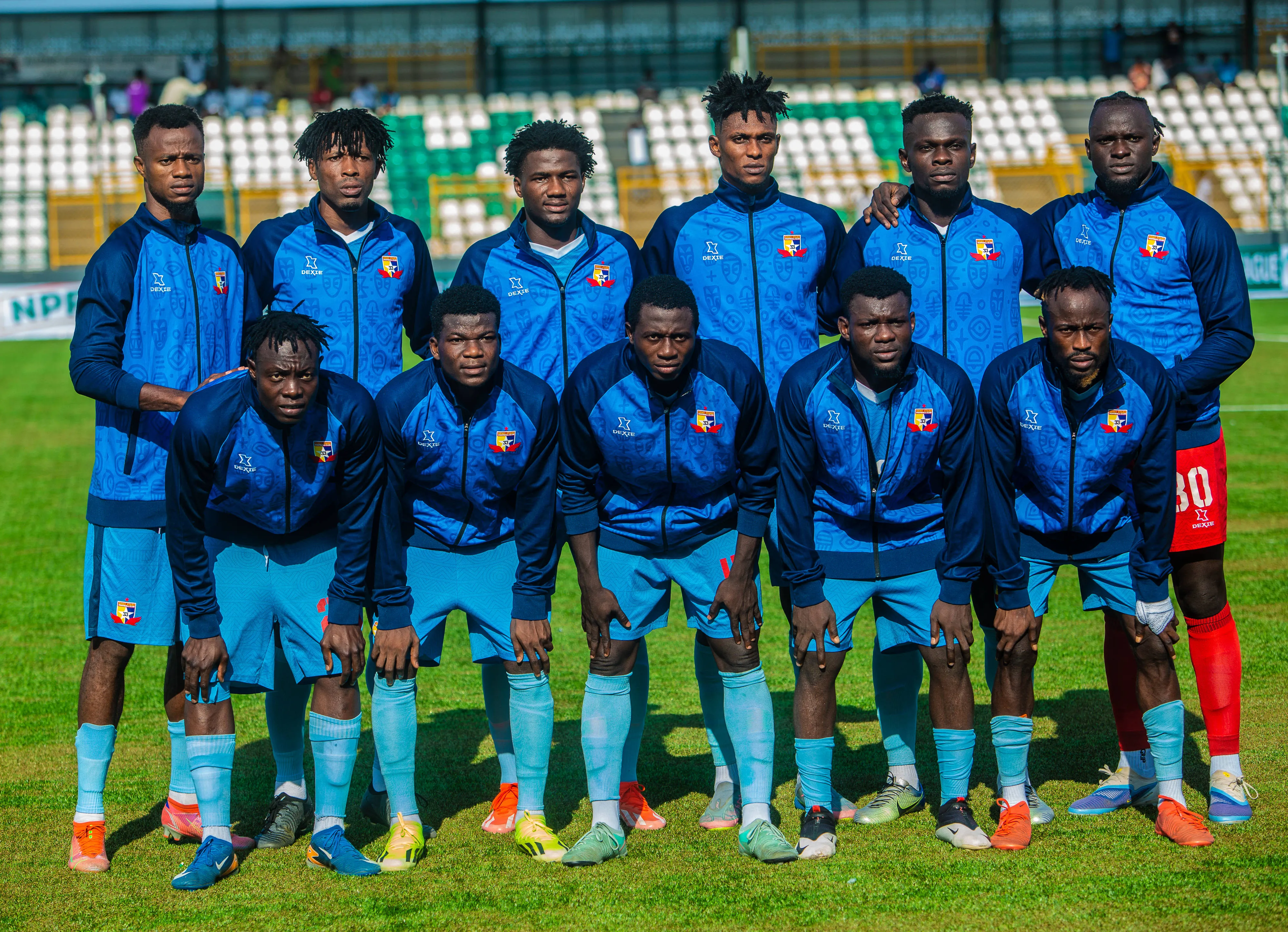 Remo Stars line-up during the NPFL26 MD12 game between Remo Stars and El Kanemi Warriors at the MKO Abiola Stadium.