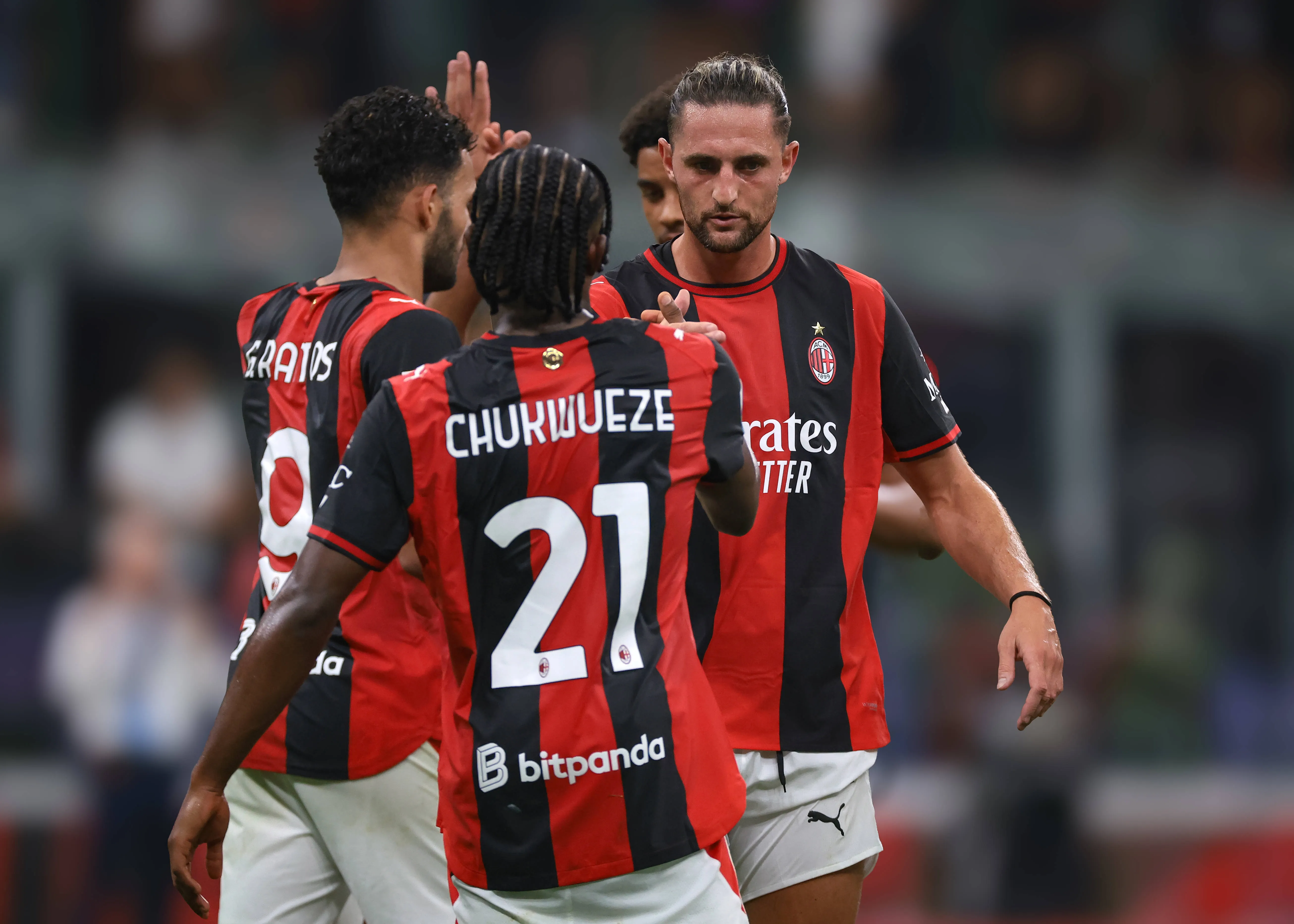 Samuel Chukwueze and his AC Milan teammates 