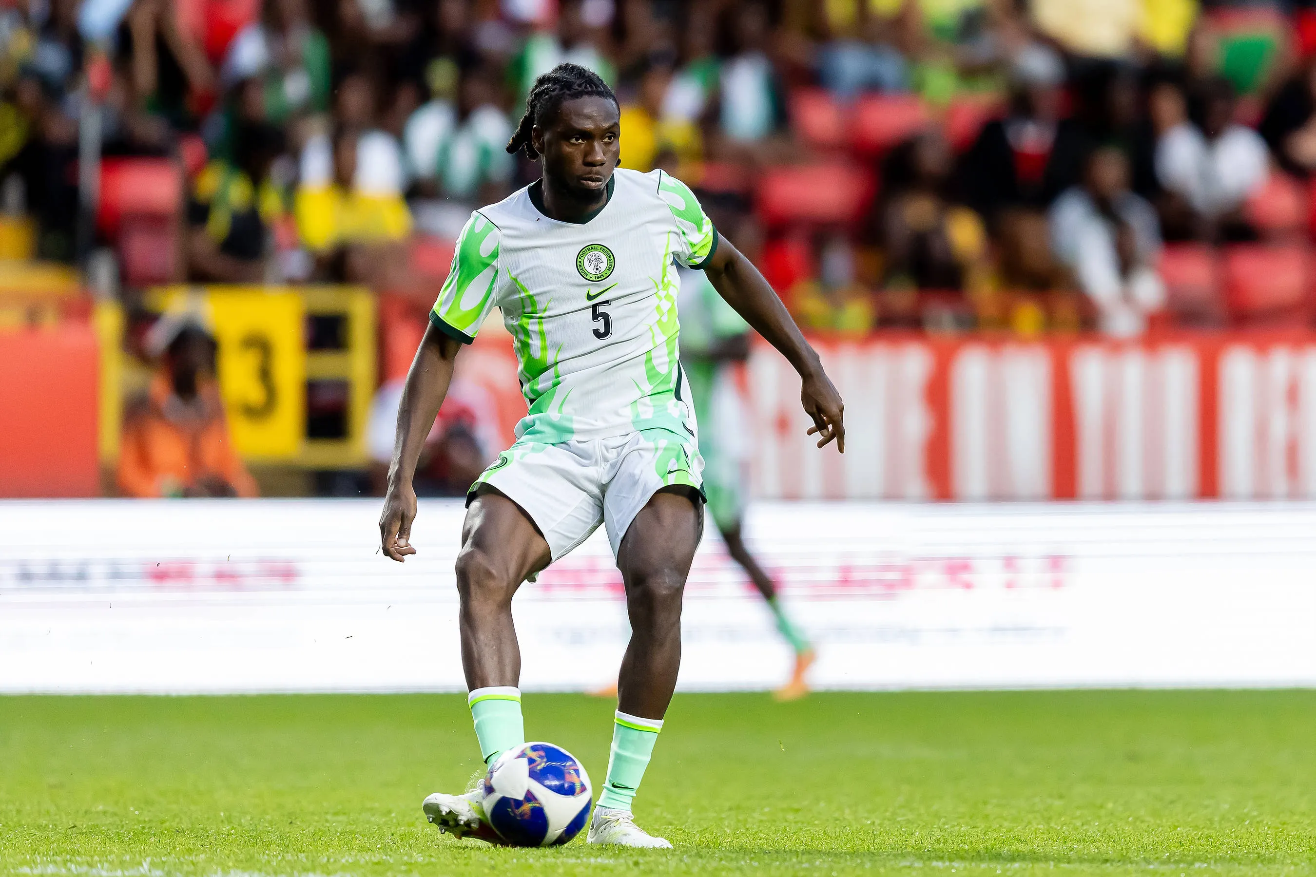 Nigeria defender Igoh Ogbu 5 during the Unity Cup London 2026 match between Jamaica and Nigeria at The Valley, London, UK on 30 May 2026. 
