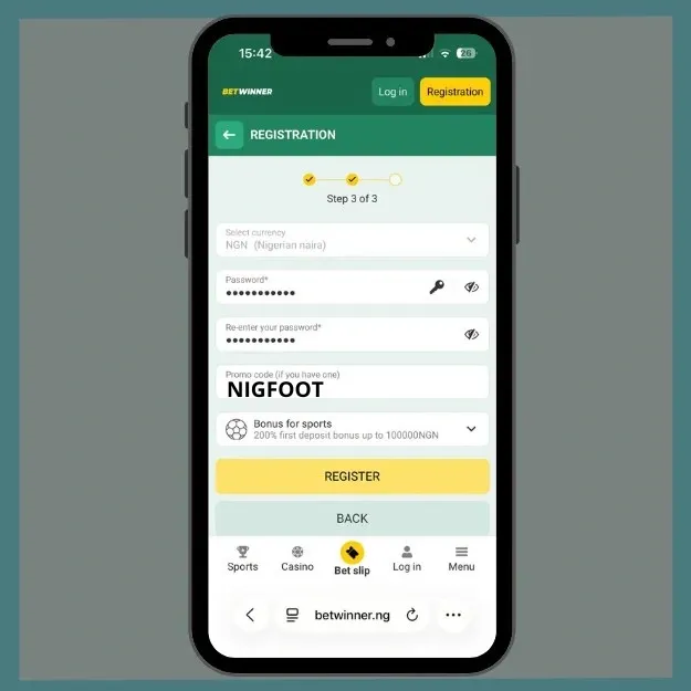 Betwinner promo code in the registration field NIGFOOT