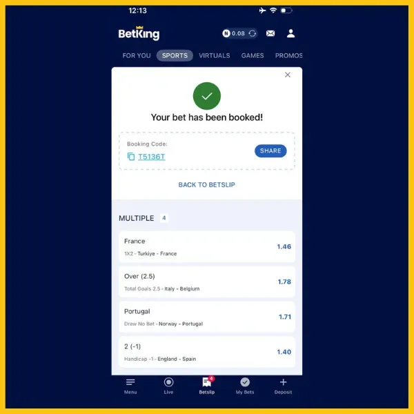 BetKing booking code