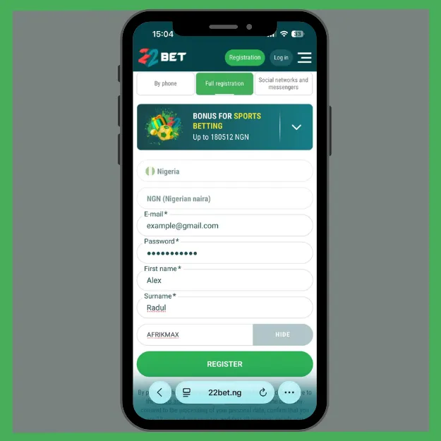 22bet review registration with promo code