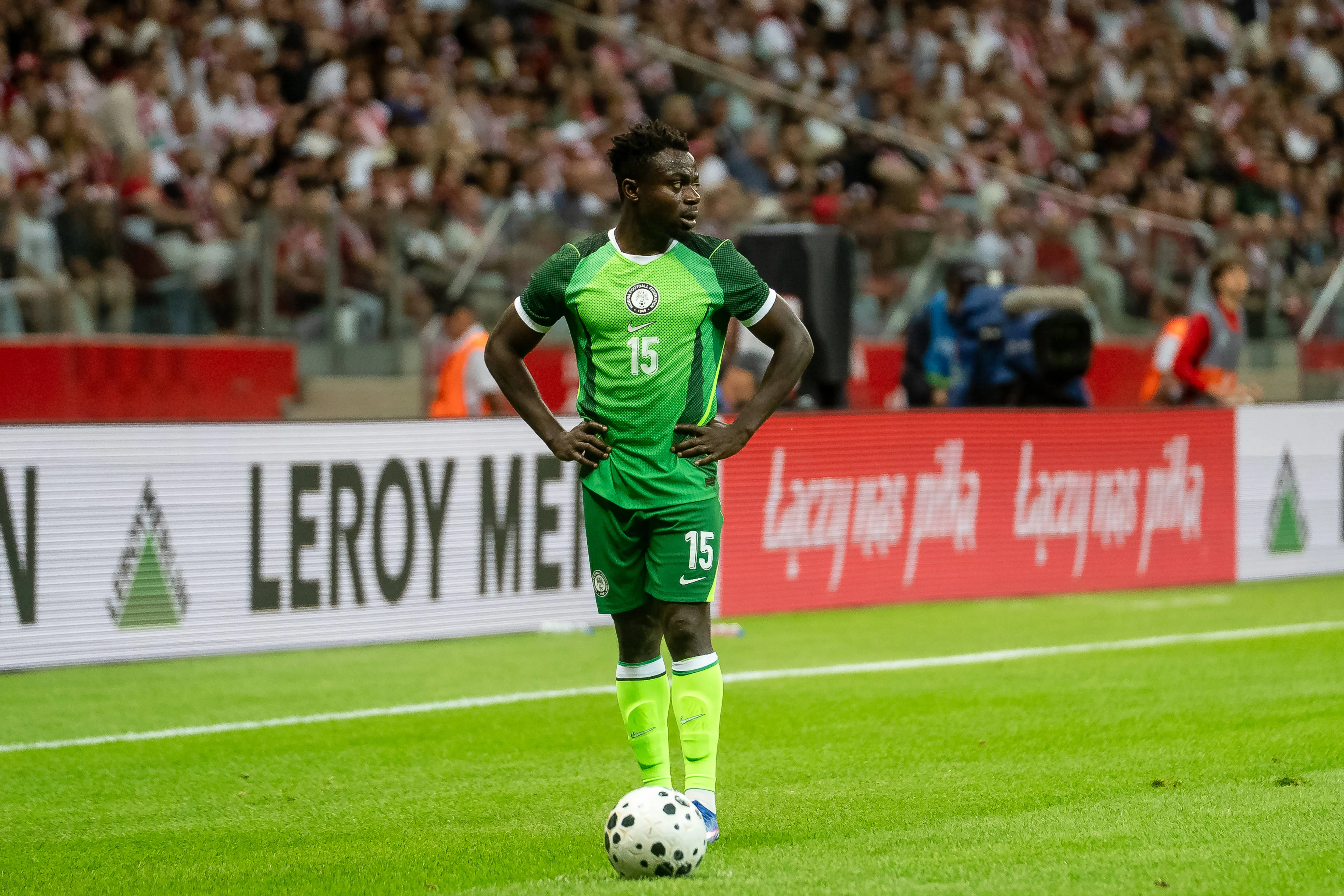 Moses Simon of Nigeria is seen during the international friendly match between Poland and Nigeria at PGE Narodowy in Warsaw, Poland, on June 3, 2026.