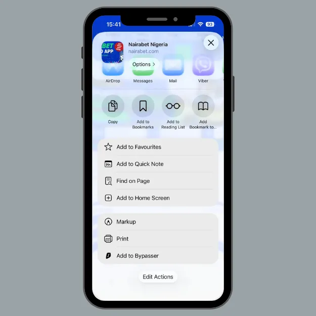 Nairabet app add to home screen ios