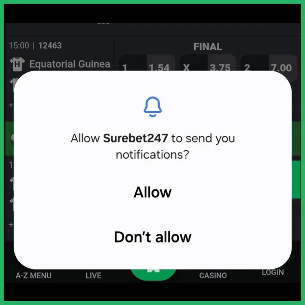 Surebet247 app notification