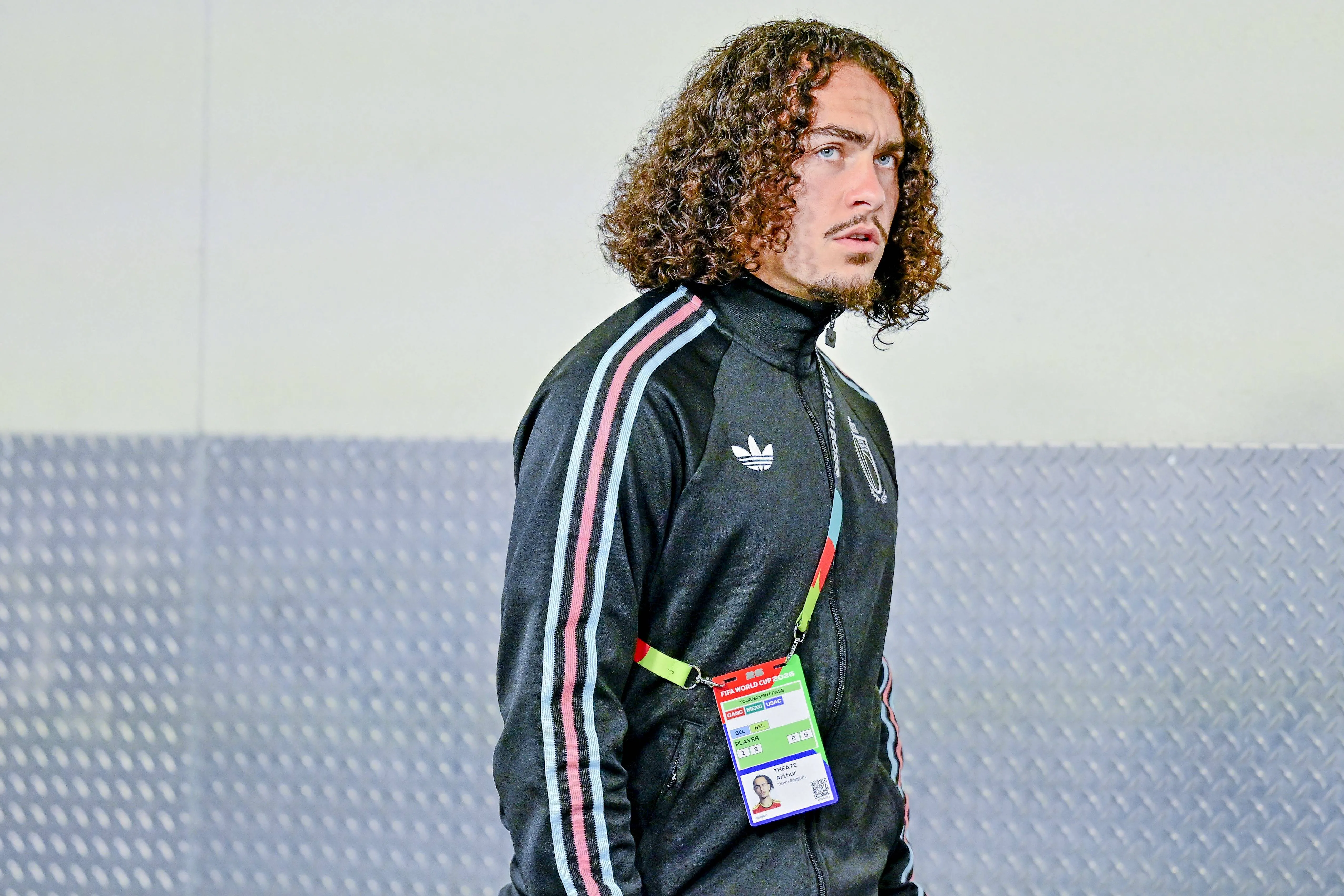 Theate Arthur defender of Belgium pictured during the FIFA World Cup 2026 round of 8 match between Spain and Belgium at the SoFi stadium on July 10, 2026 in Los Angeles, United States of America. 