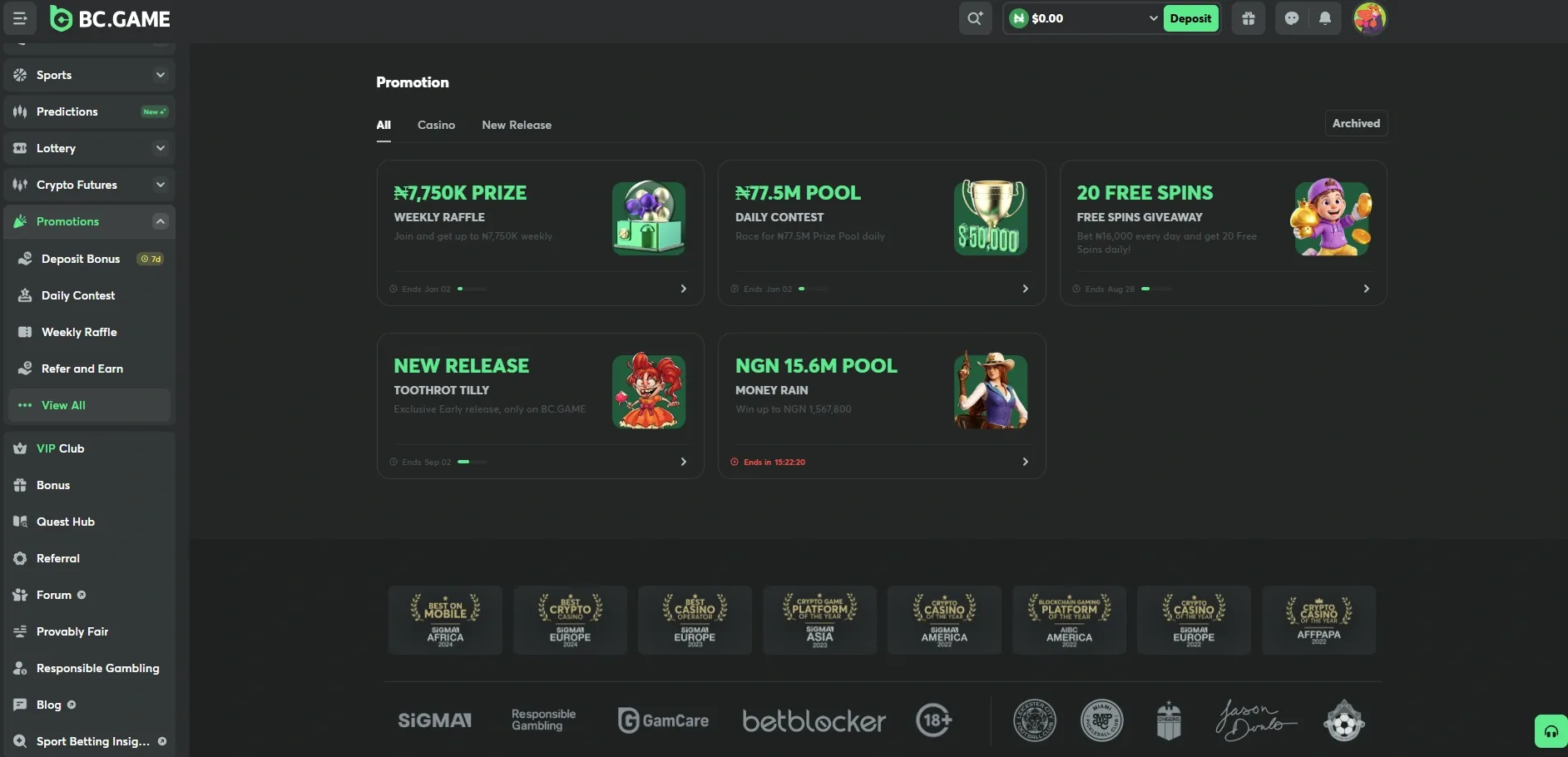 BC.Game promotion page