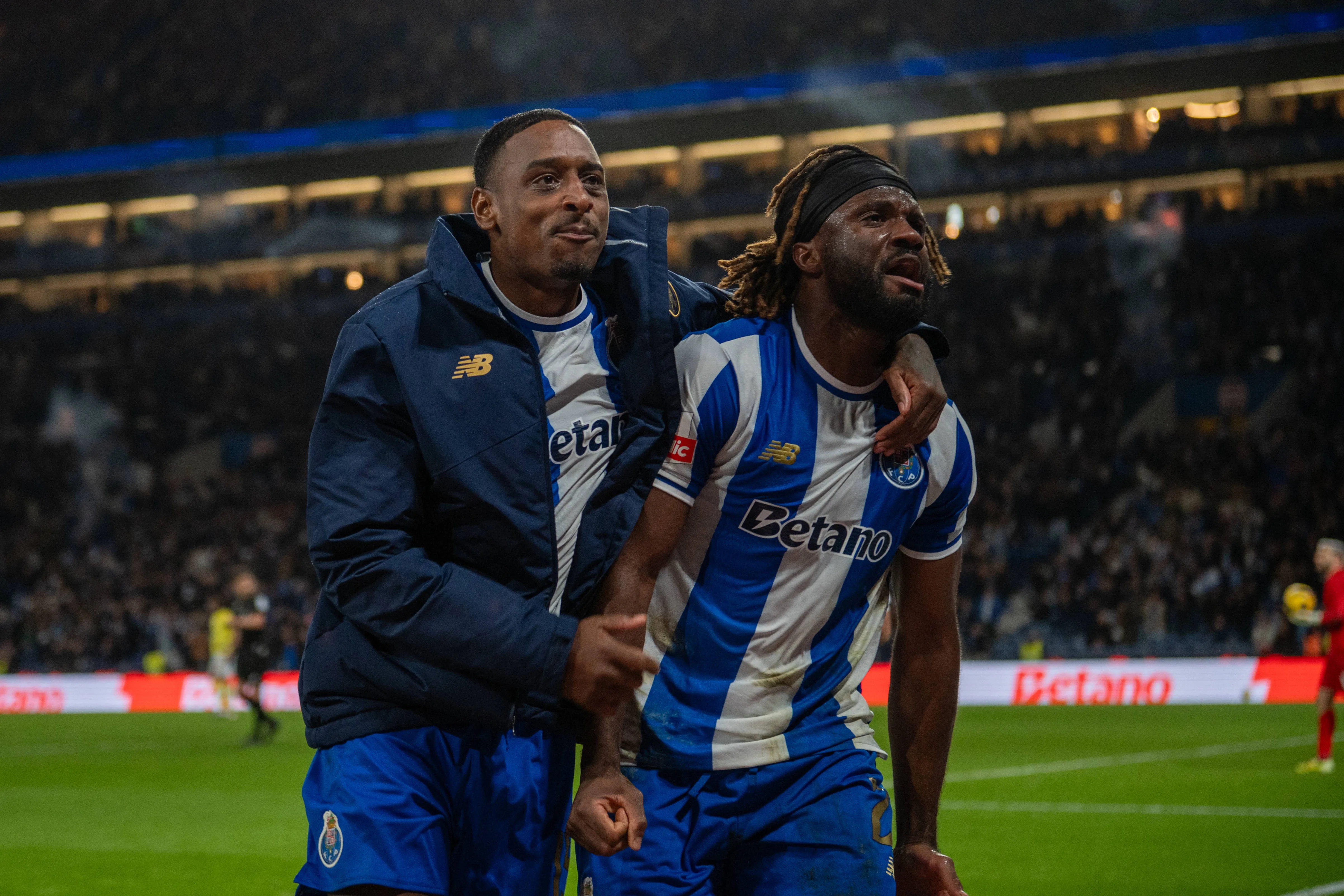 TEREM MOFFI from FC Porto is seen celebrating his goal during the Liga Portugal Betclic 2025/26 League match between FC Porto and FC Arouca, at Estadio do Dragao on February 27, 2026 in Porto. 