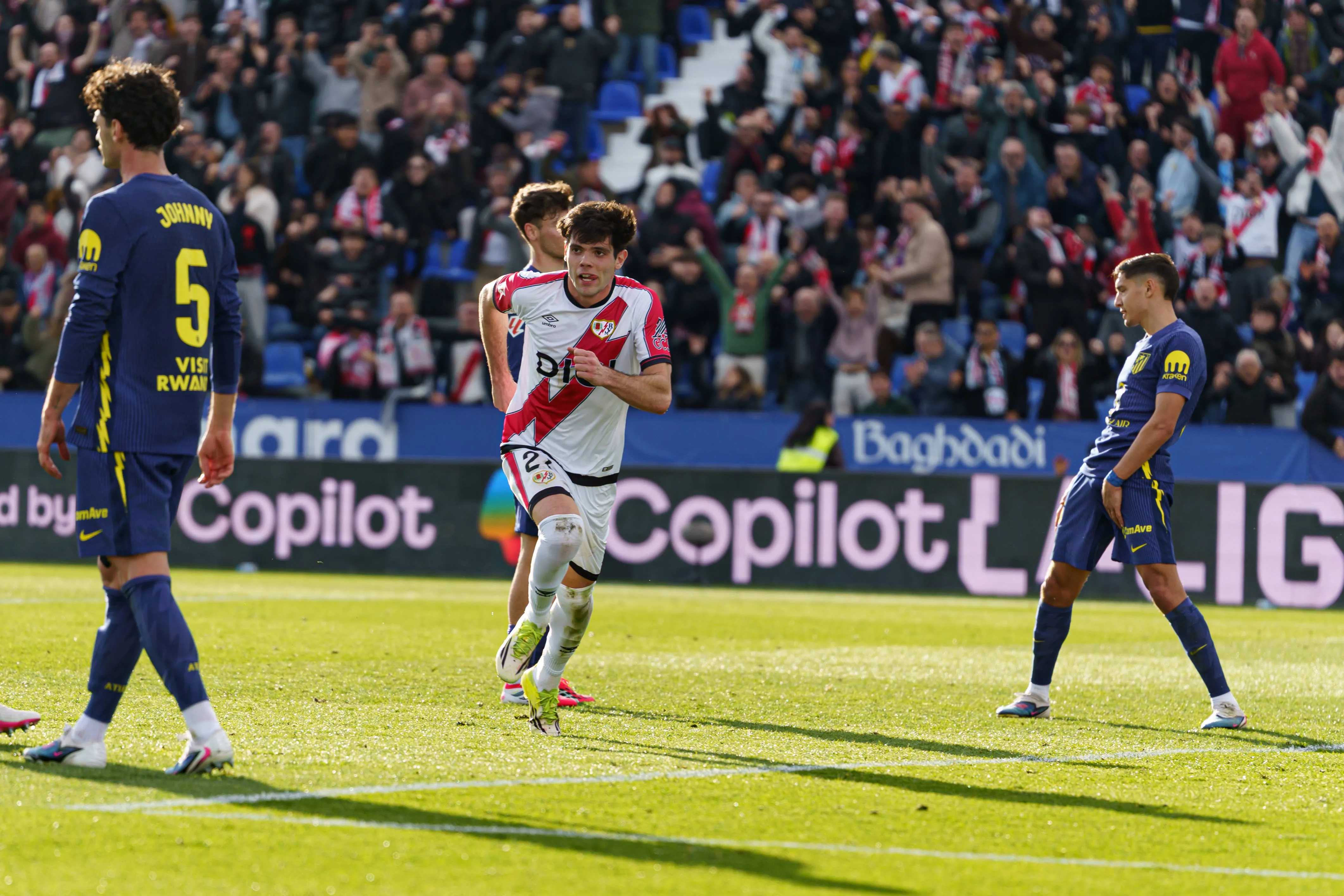 Fran Perez celebrating after scoring a goal during the game between Rayo Vallecano and Atletico de Madrid
