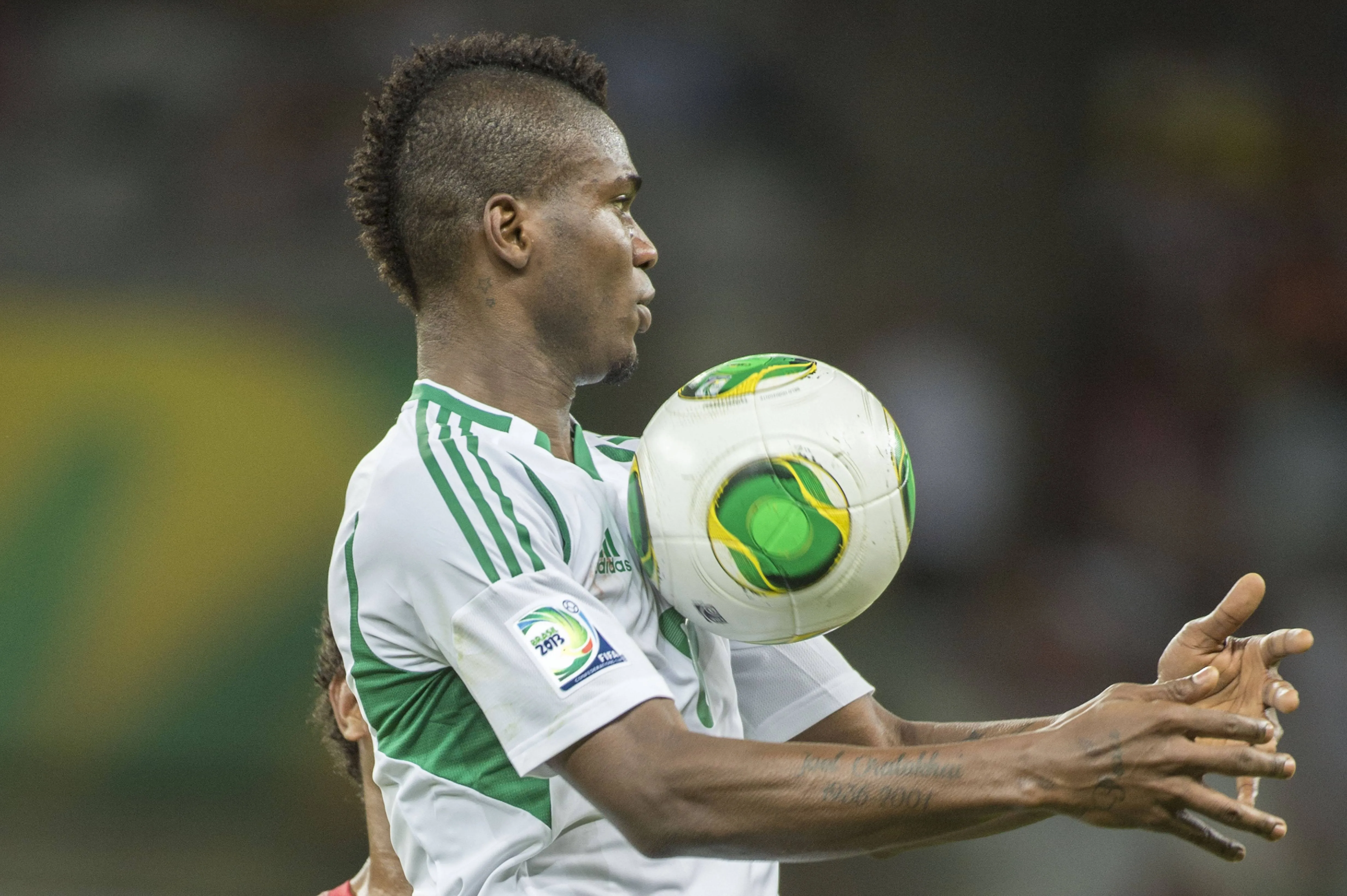 Brown Ideye in action for the Super Eagles of NIGERIA