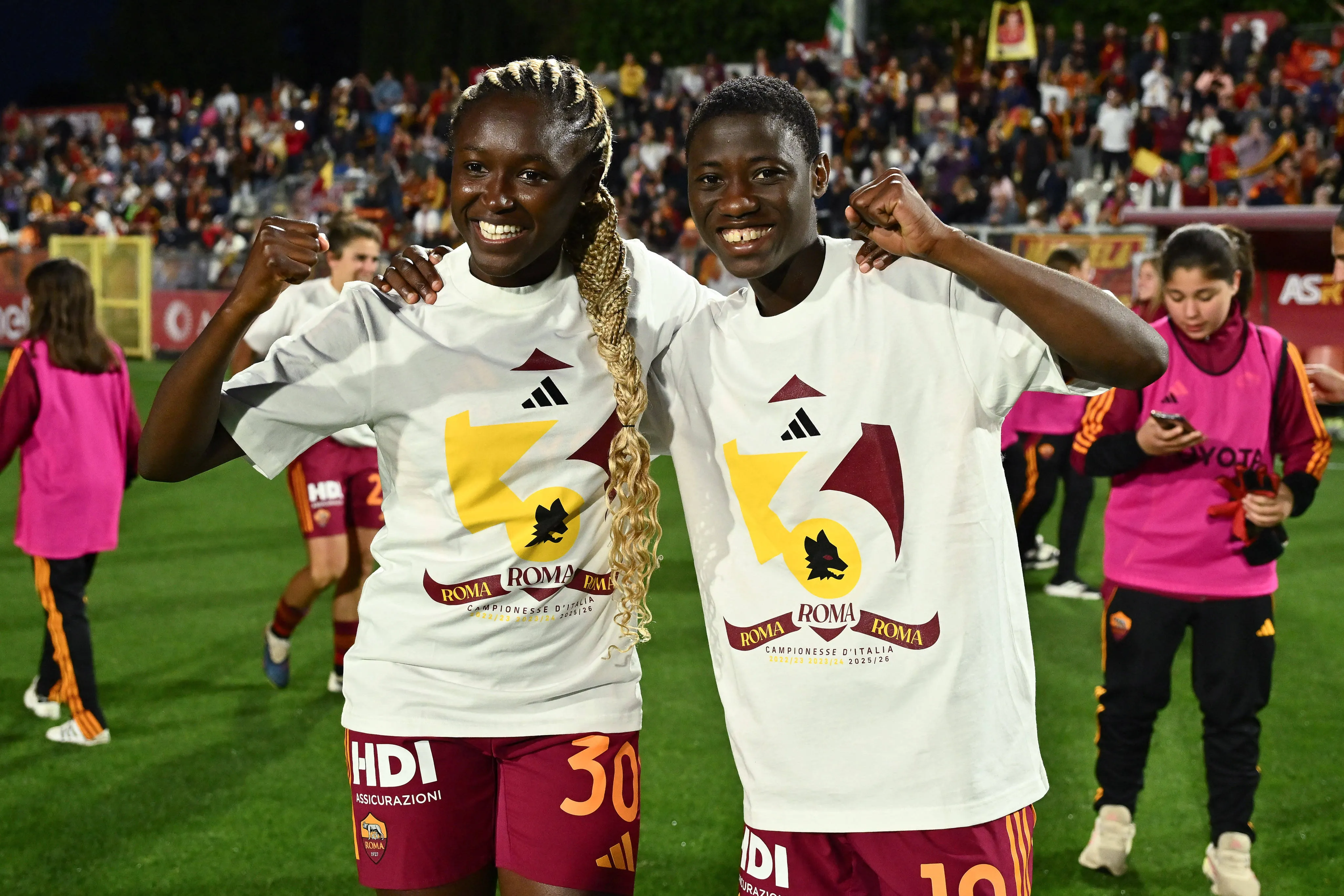 Super Falcons and AS Roma stars Shukurat Oladipo and Rinsola Babajide