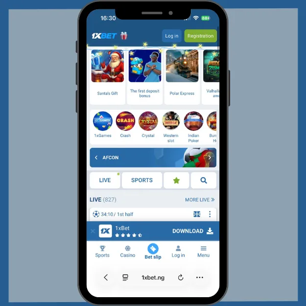 1xbet promo code registration button at the top.