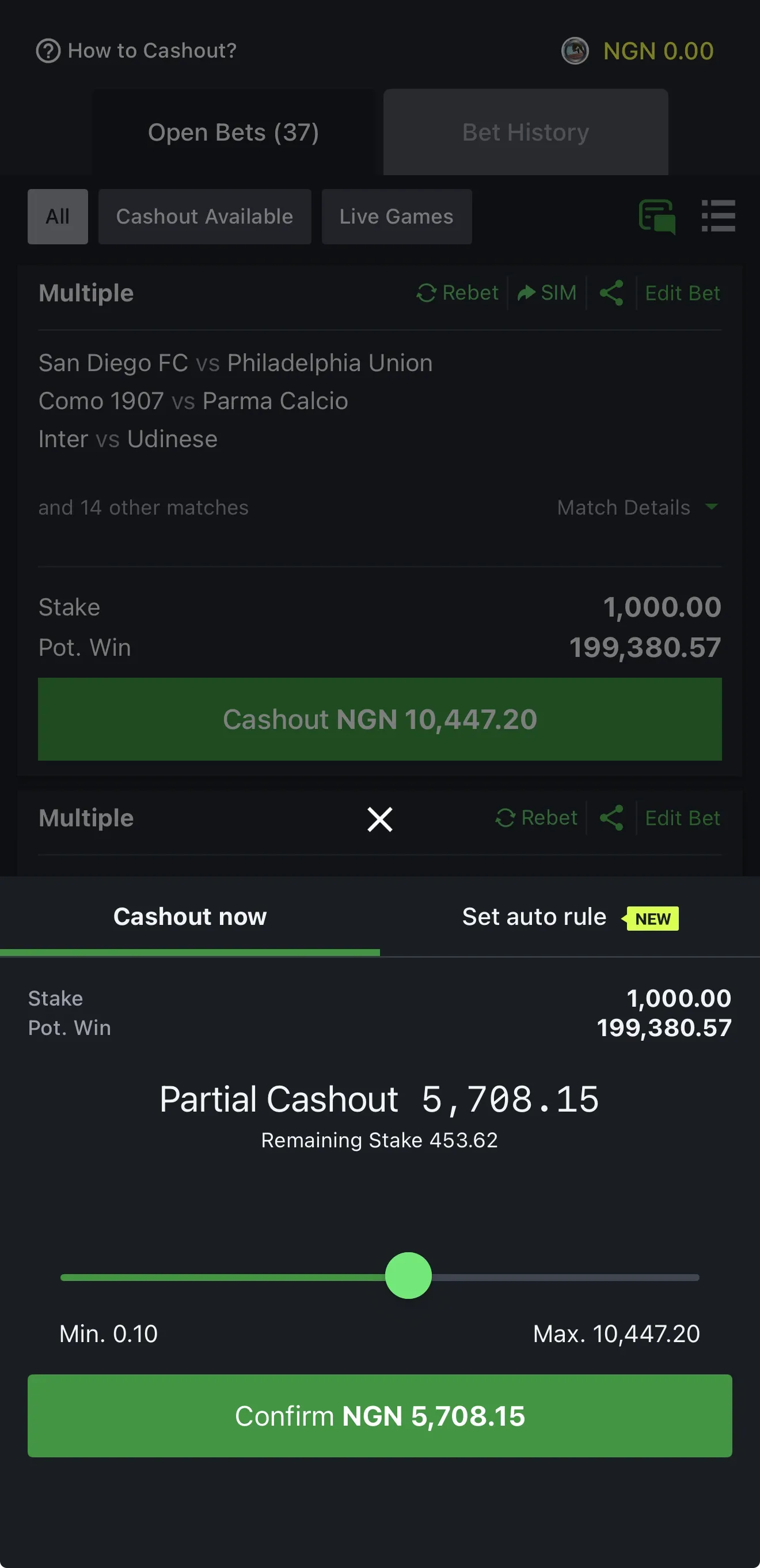 Cash out meaning in SportyBet