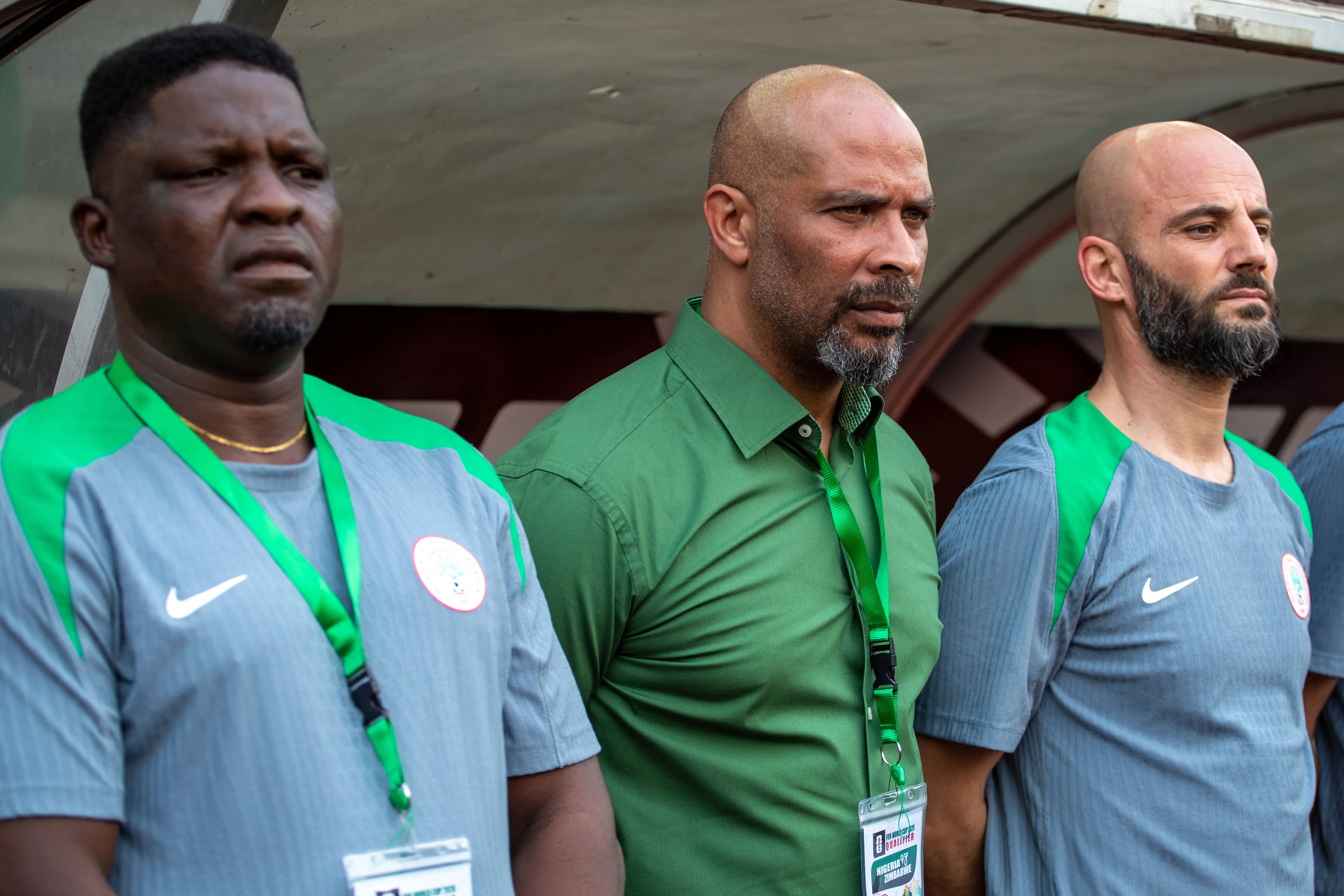 Super Eagles coach Eric Chelle and his assistants..