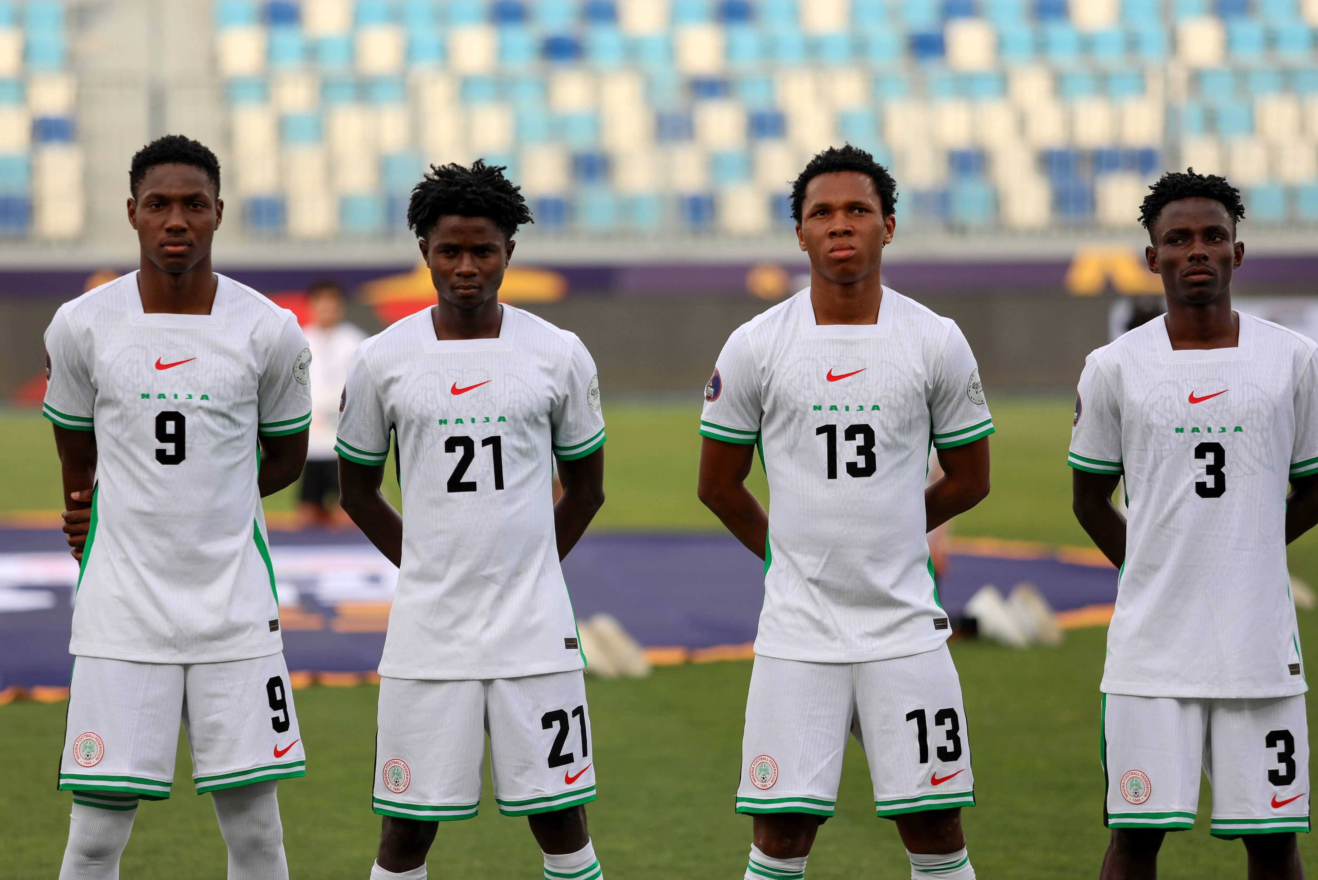Kparobo Nathaniel Arierhi, Tahir Maigana, Divine Uchechukwu Oliseh and Odinaka Emmanuel Okoro of Flying Eagles