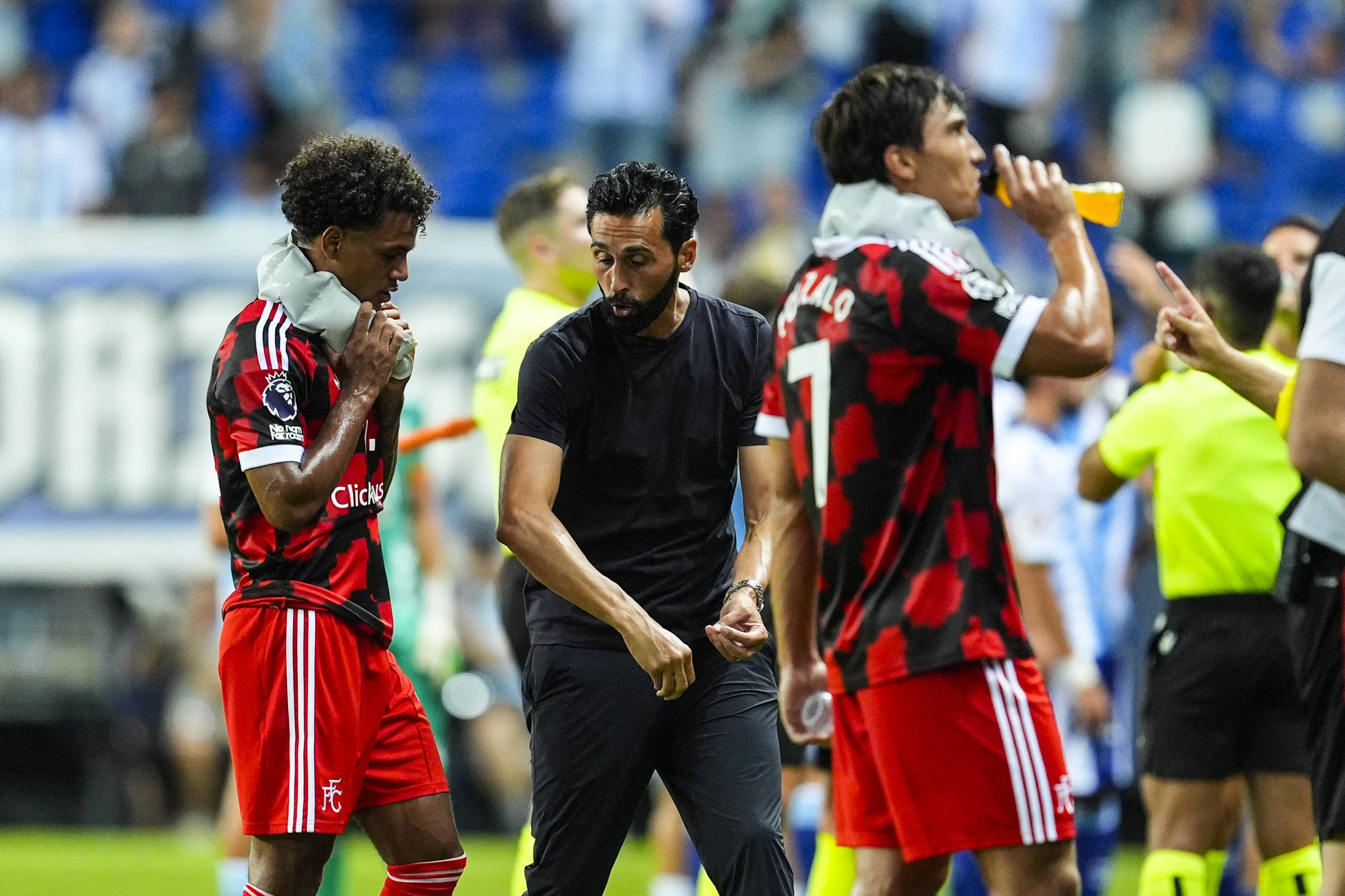 Alvaro Arbeloa, head coach of Fulham FC, gestures